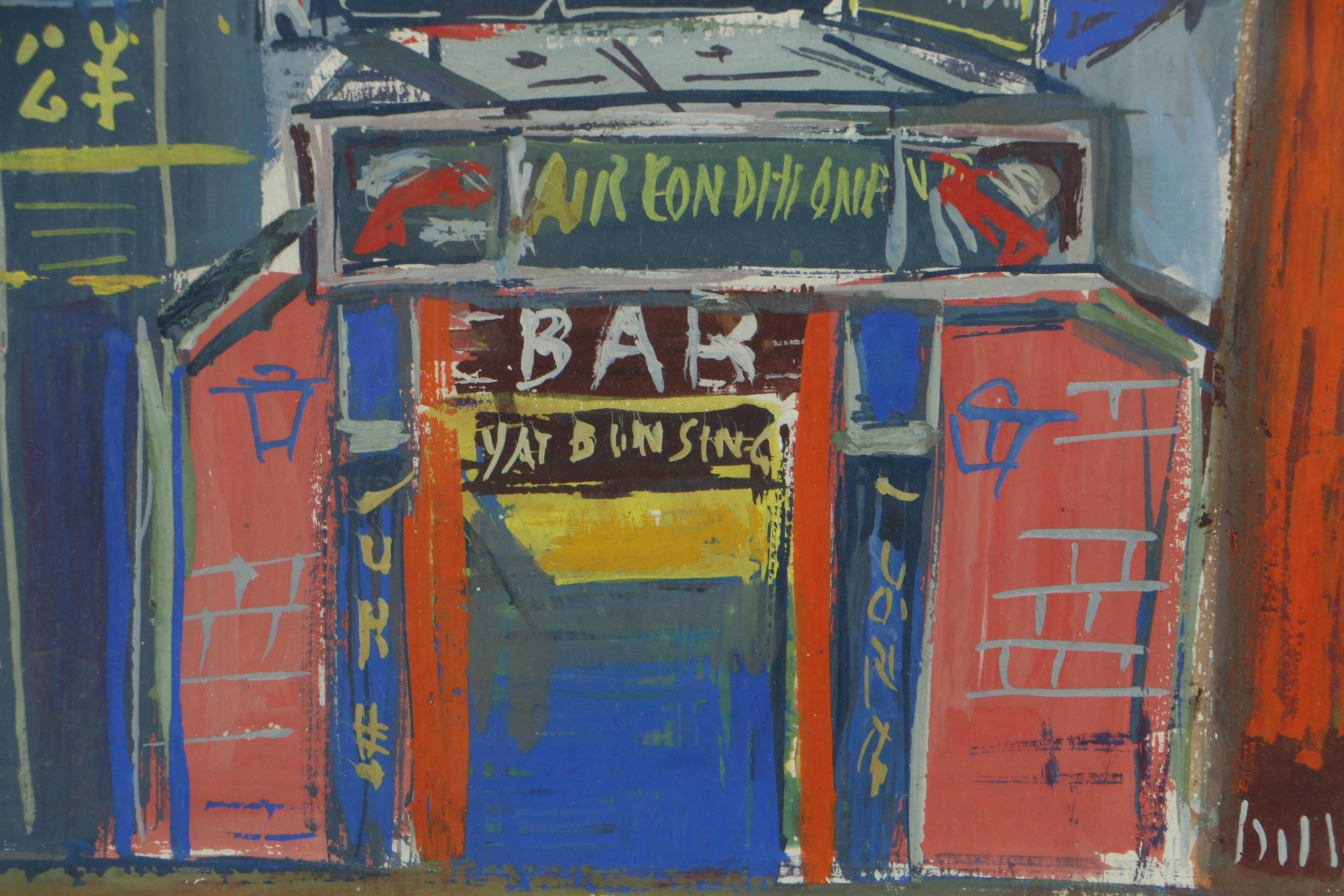 Esther Phillips Gouache Painting of Greenwich Village Street Scene