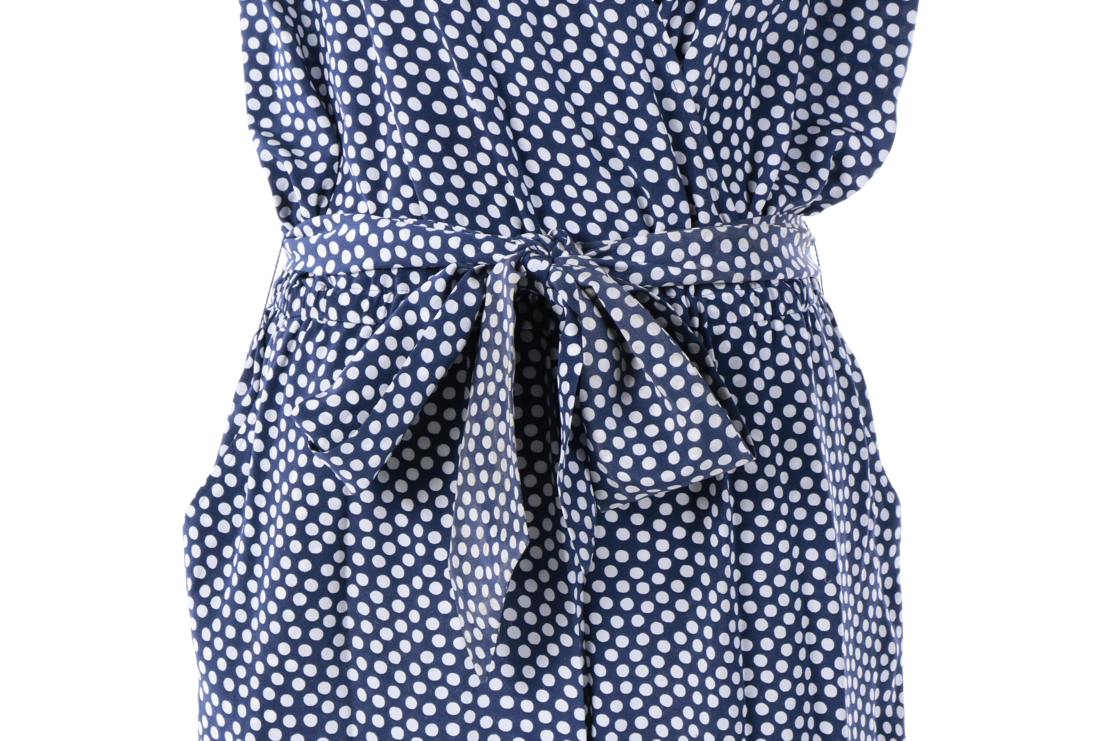 Tory Burch Silk Blue and White Polka Dot Sleeveless Jumpsuit