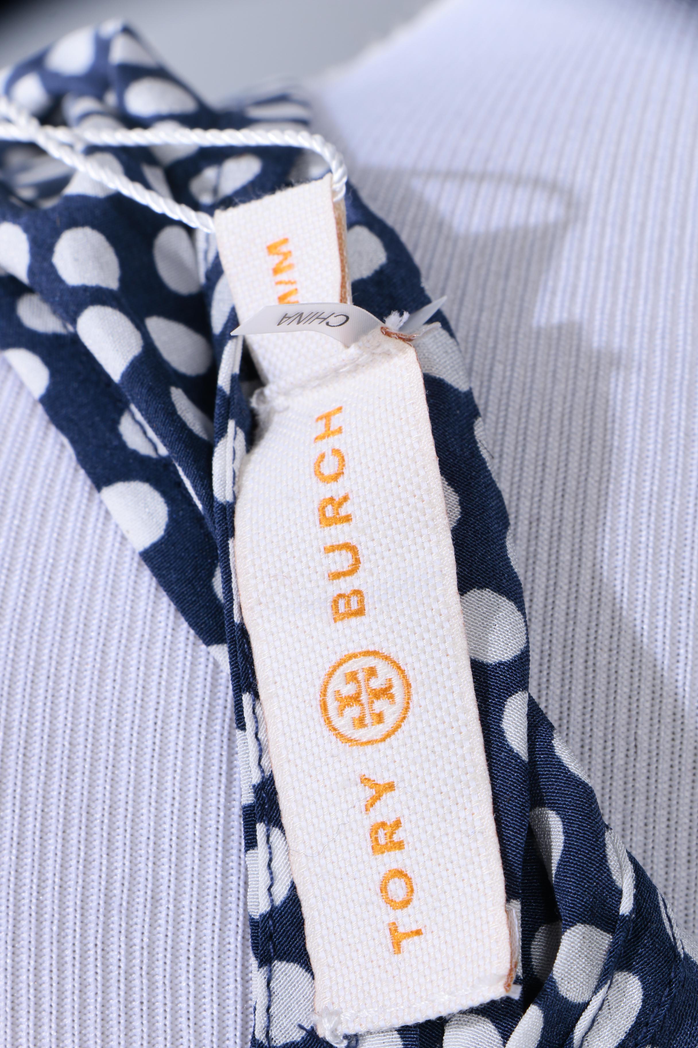 Tory Burch Silk Blue and White Polka Dot Sleeveless Jumpsuit