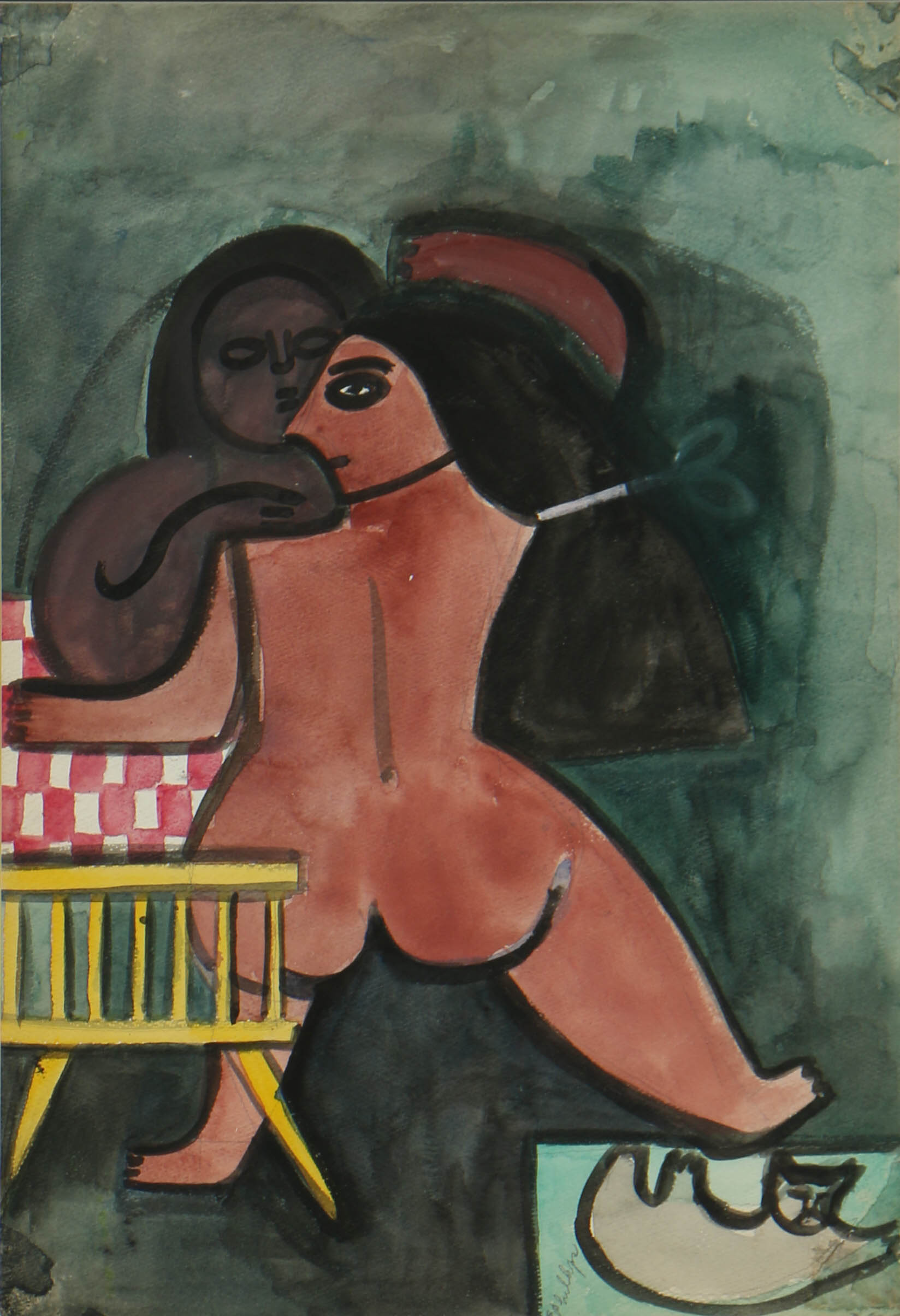 Esther Phillips Figural Watercolor Painting