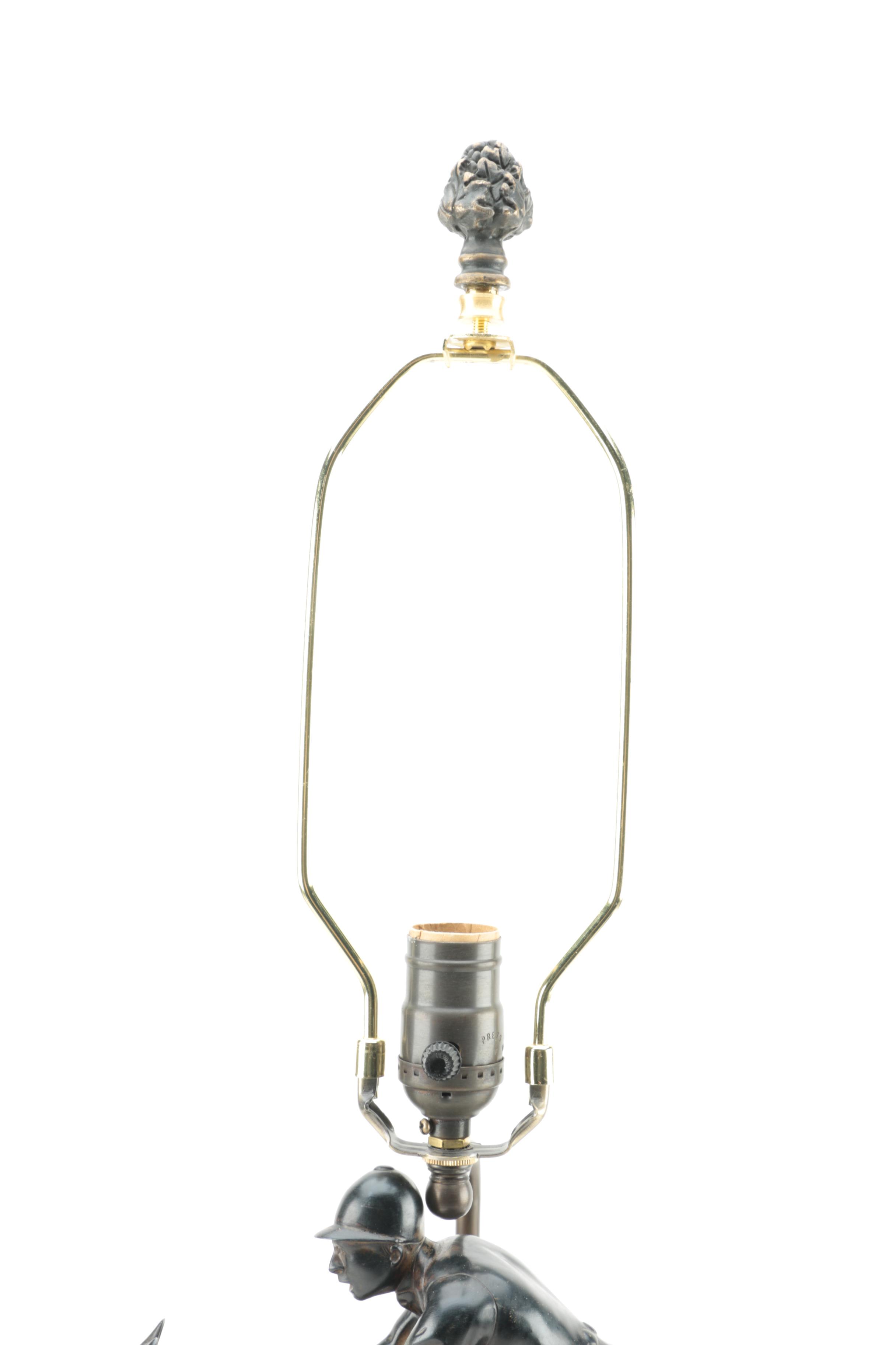 Brass Horse Jockey Themed Table Lamp