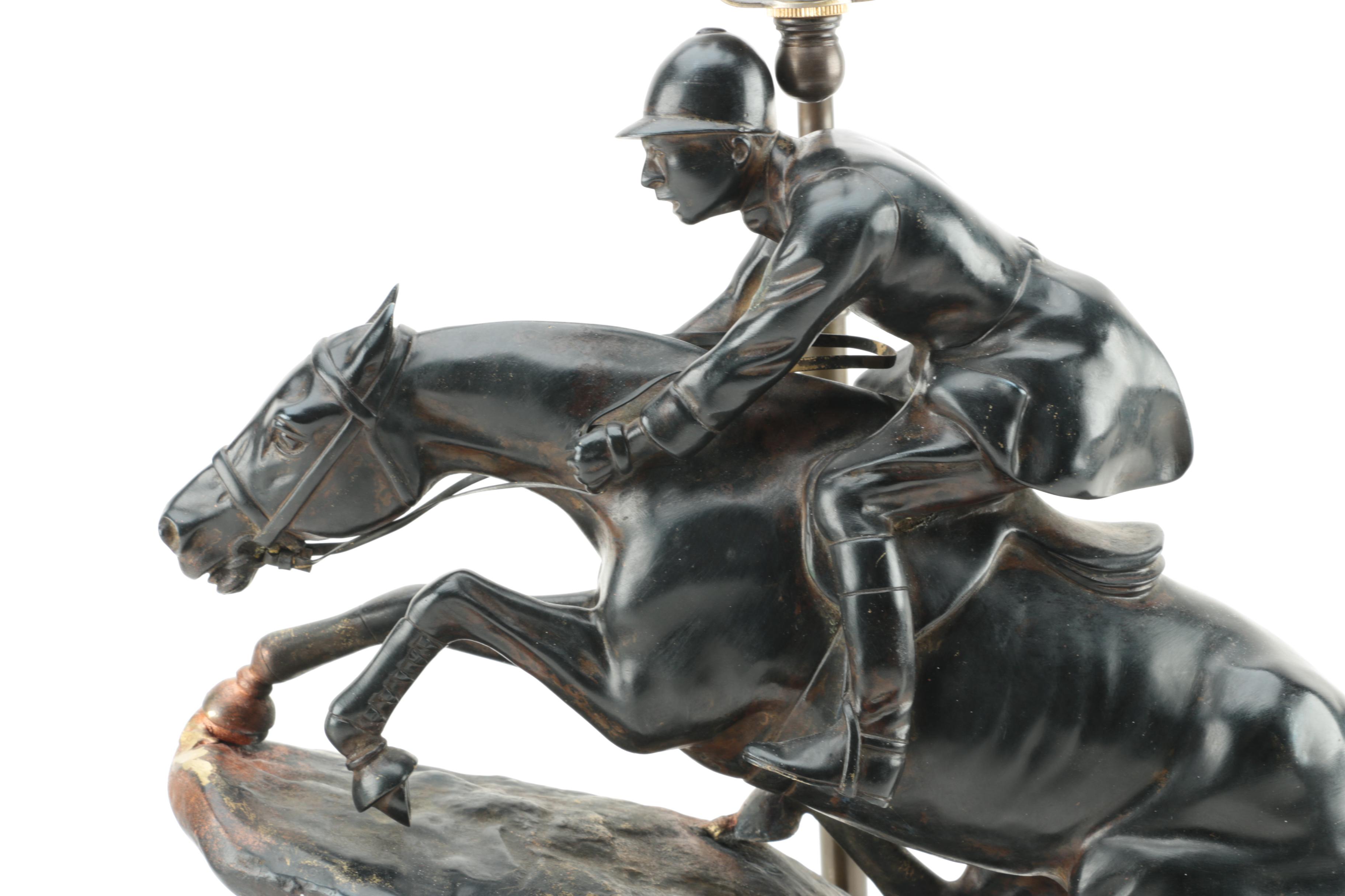Brass Horse Jockey Themed Table Lamp