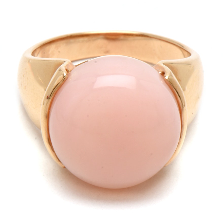 14K Yellow Gold Pink Opal Cocktail Ring