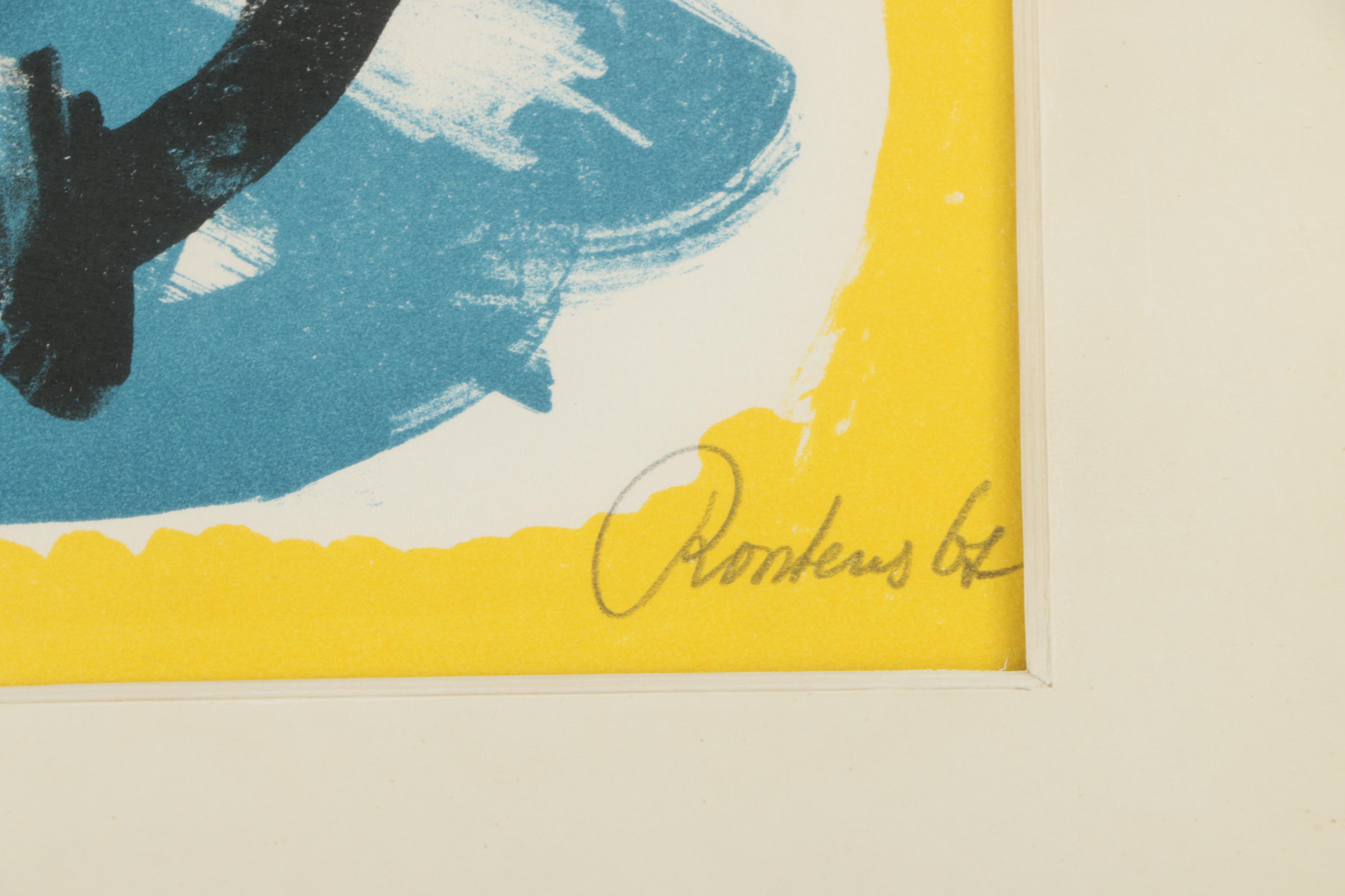 Anton Rooskens Color Lithograph "Cobra Circle"