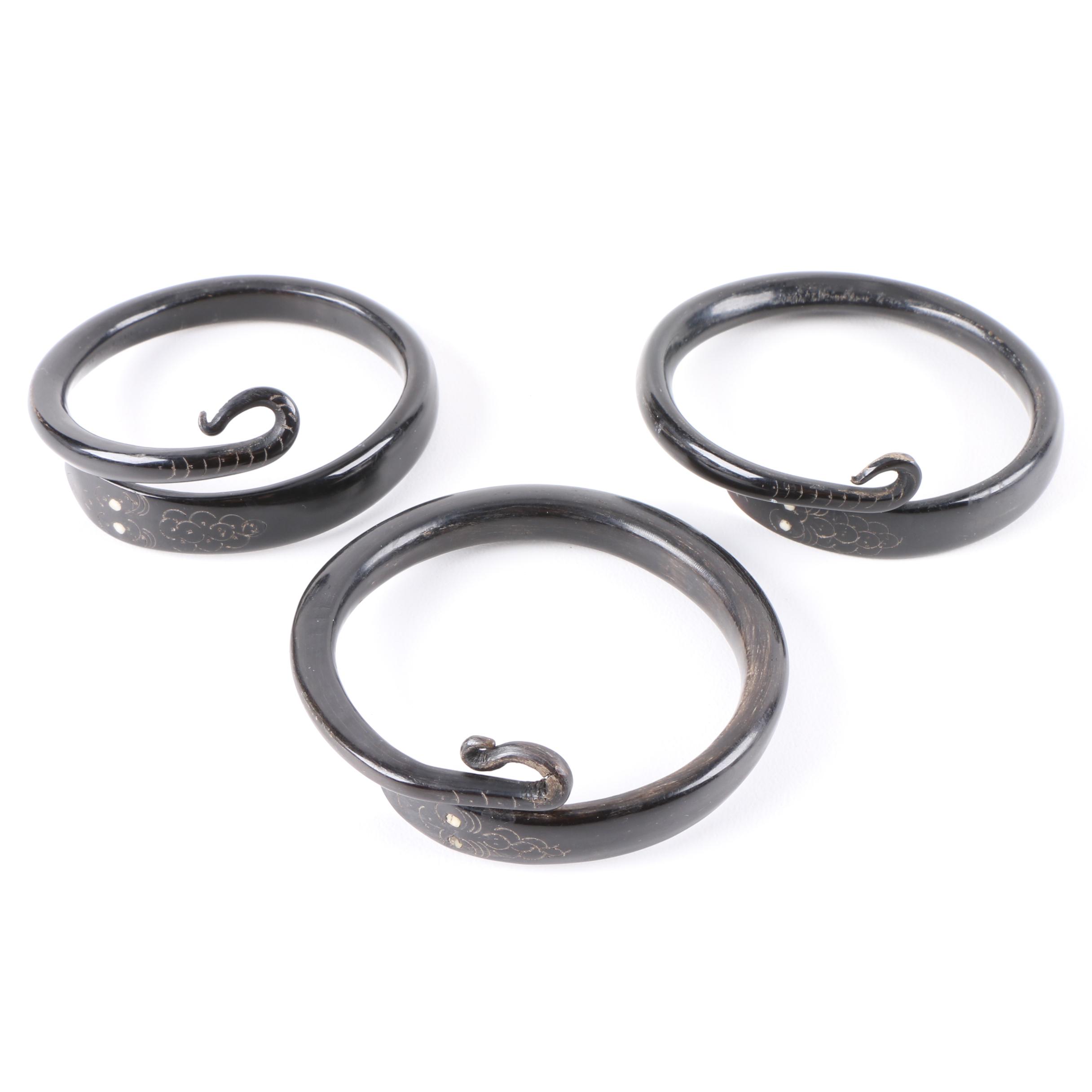 Black Coral Crossover Serpent Bangles