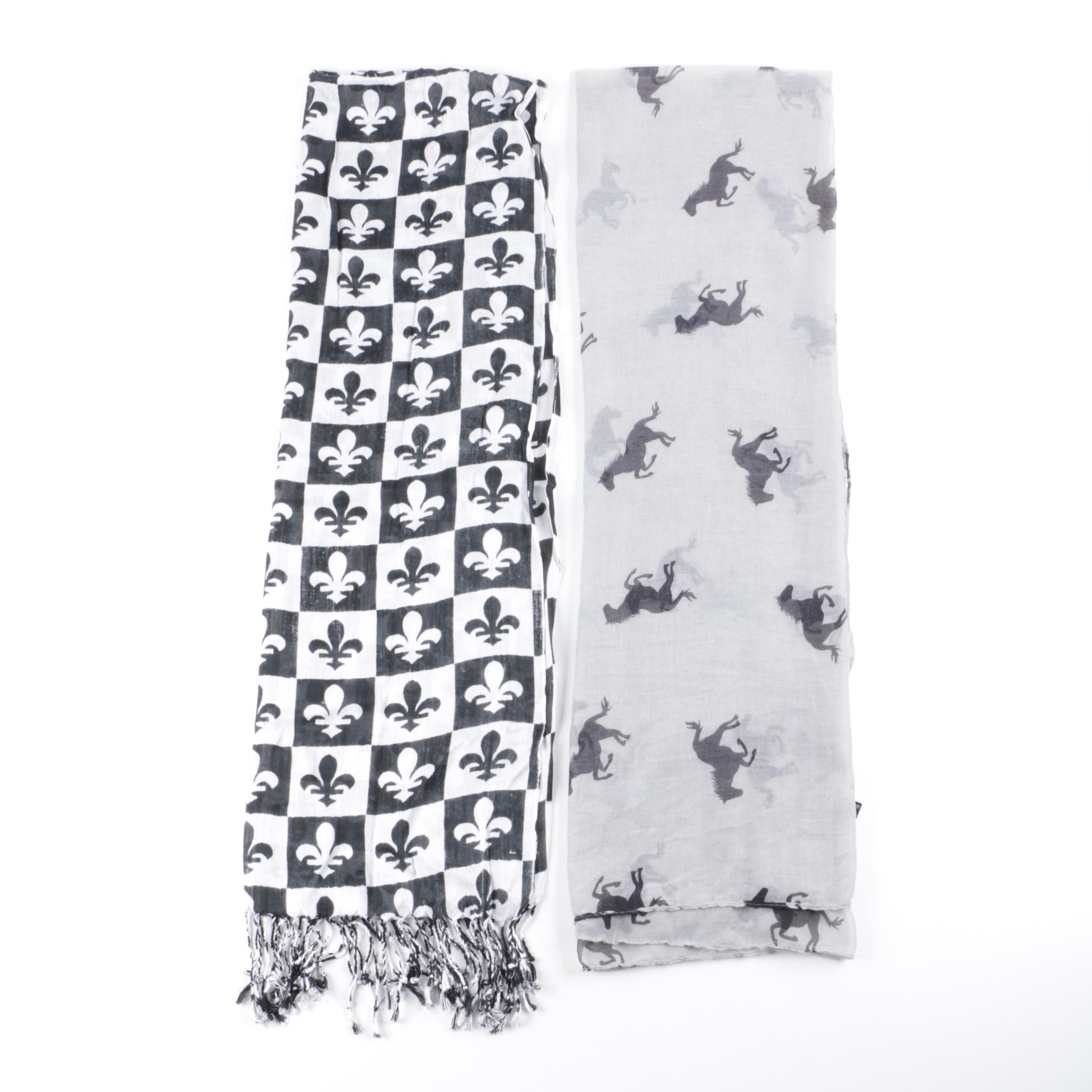 Joy Susan Equestrian Theme Scarf and Fleur De Lis Scarf