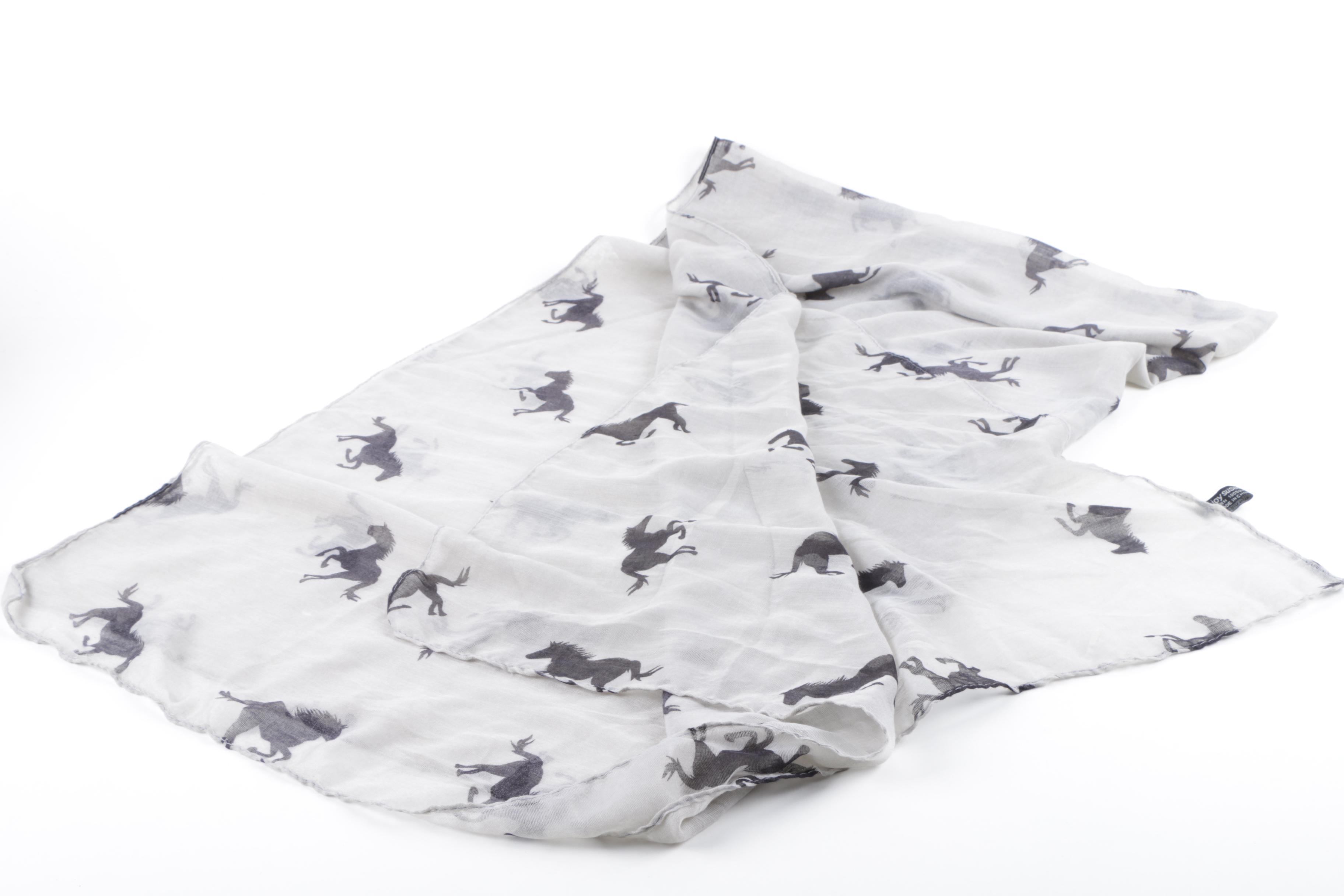 Joy Susan Equestrian Theme Scarf and Fleur De Lis Scarf