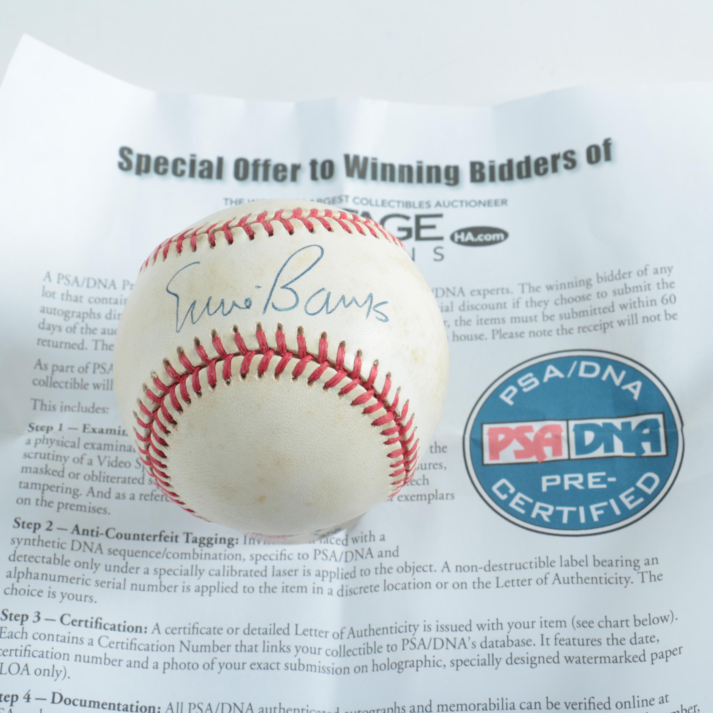 Ernie Banks Autographed Baseball PSA-LOA