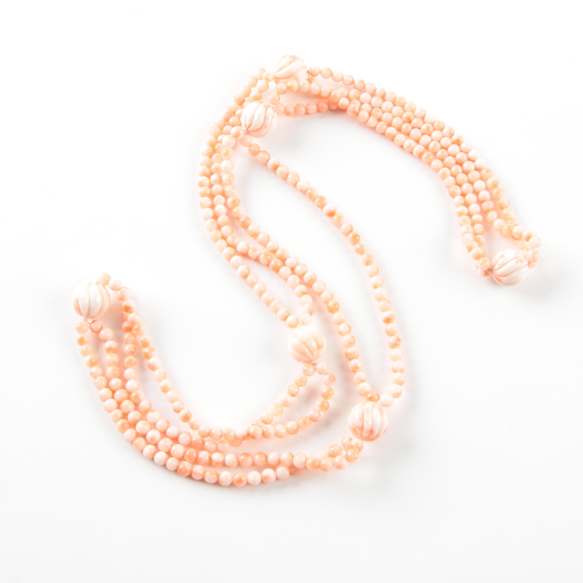 Beaded Coral Endless Necklace