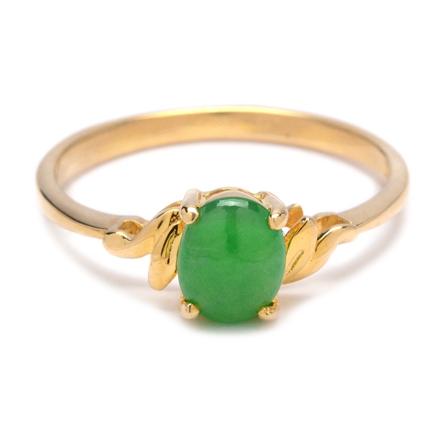 18K Yellow Gold Dyed Jadeite Ring