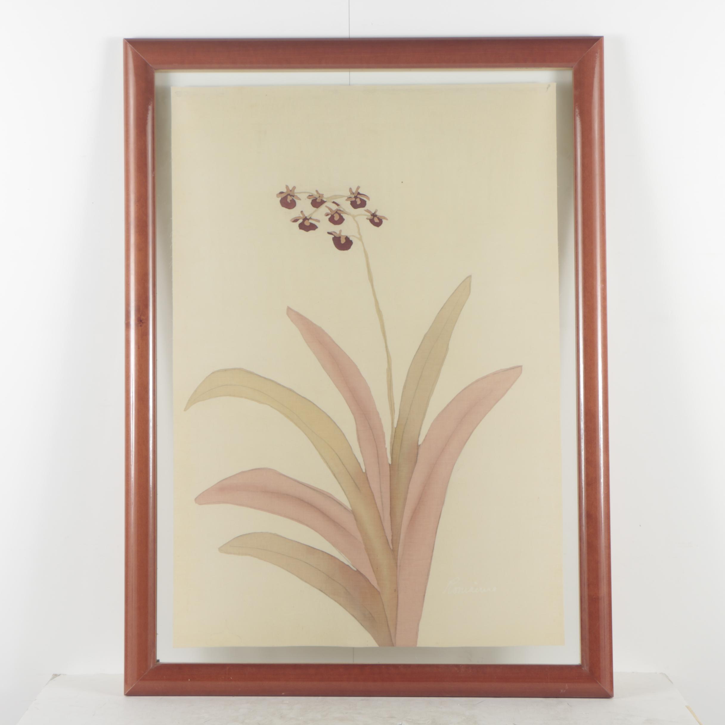 Batik Textile of Orchid Plant