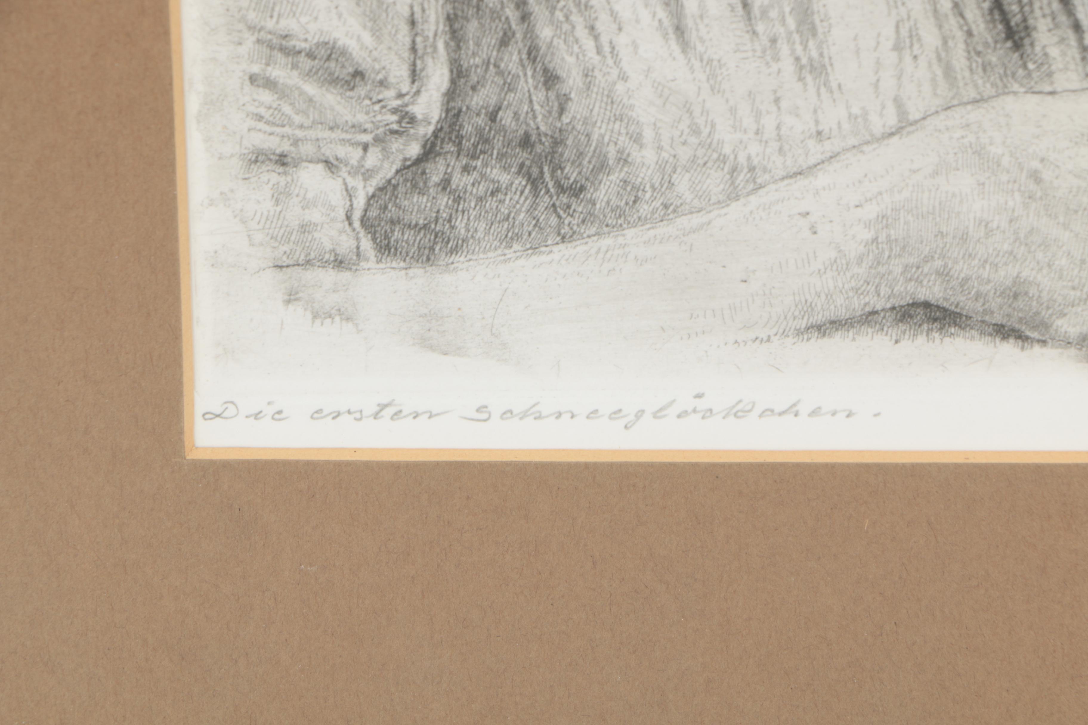 Etching After Paul Geissler "Die Ersten Schneeglockchen"