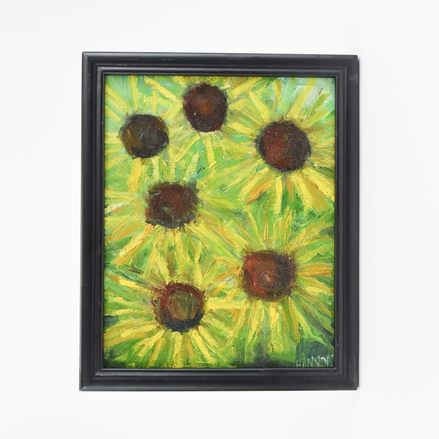 Brian J. Hannon Contemporary Oil Painting "Sunflowers"