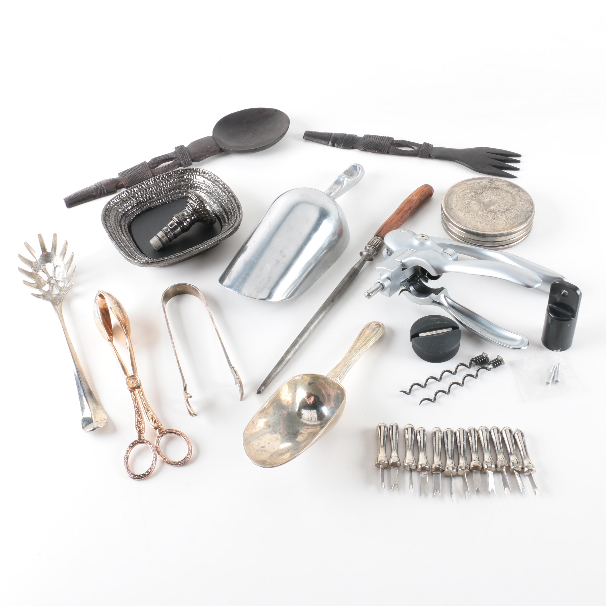 Wallace Silver Plate Ice Scoop and Other Serving Utensils