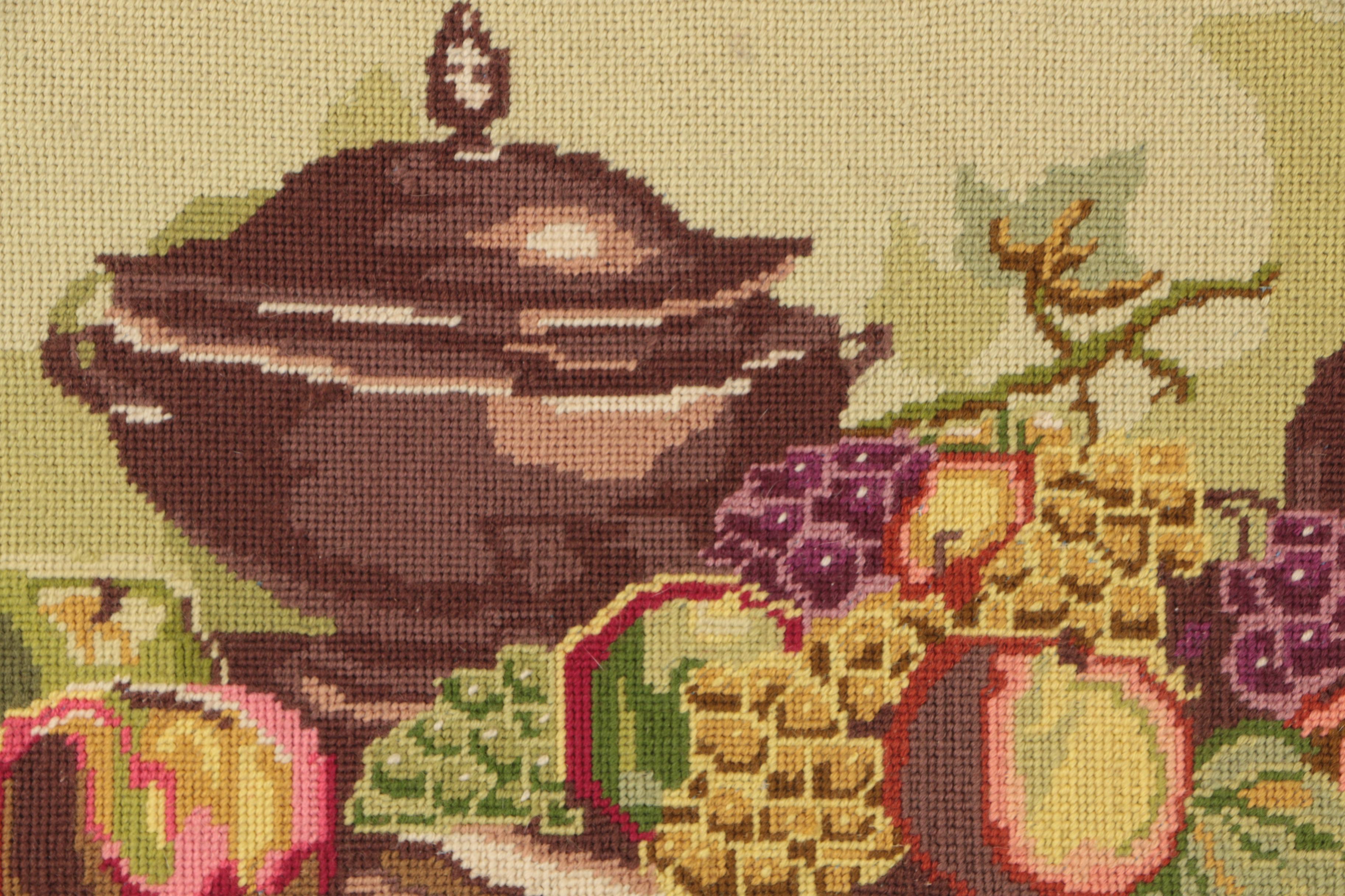 1970s Columbia-Minerva Needlepoint of Still Life with Fruit
