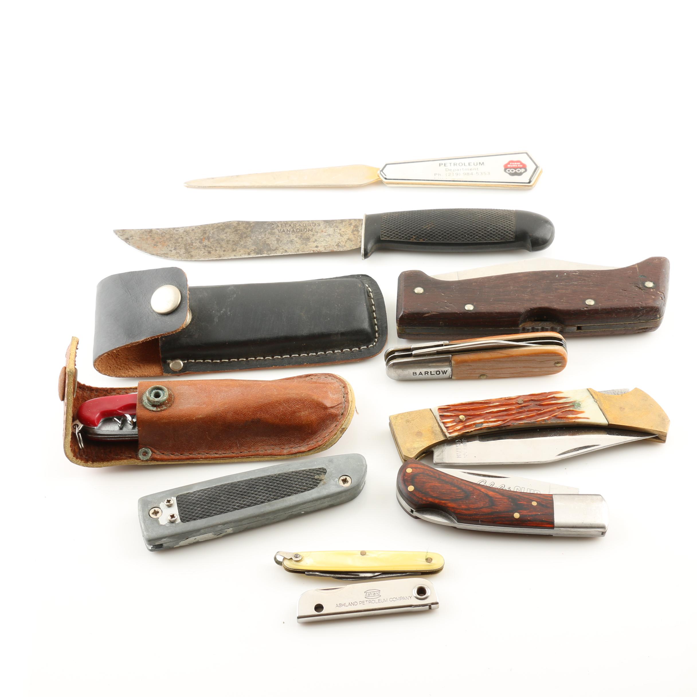 Group of 10 Various Knives Including a Cabela's Club Knife
