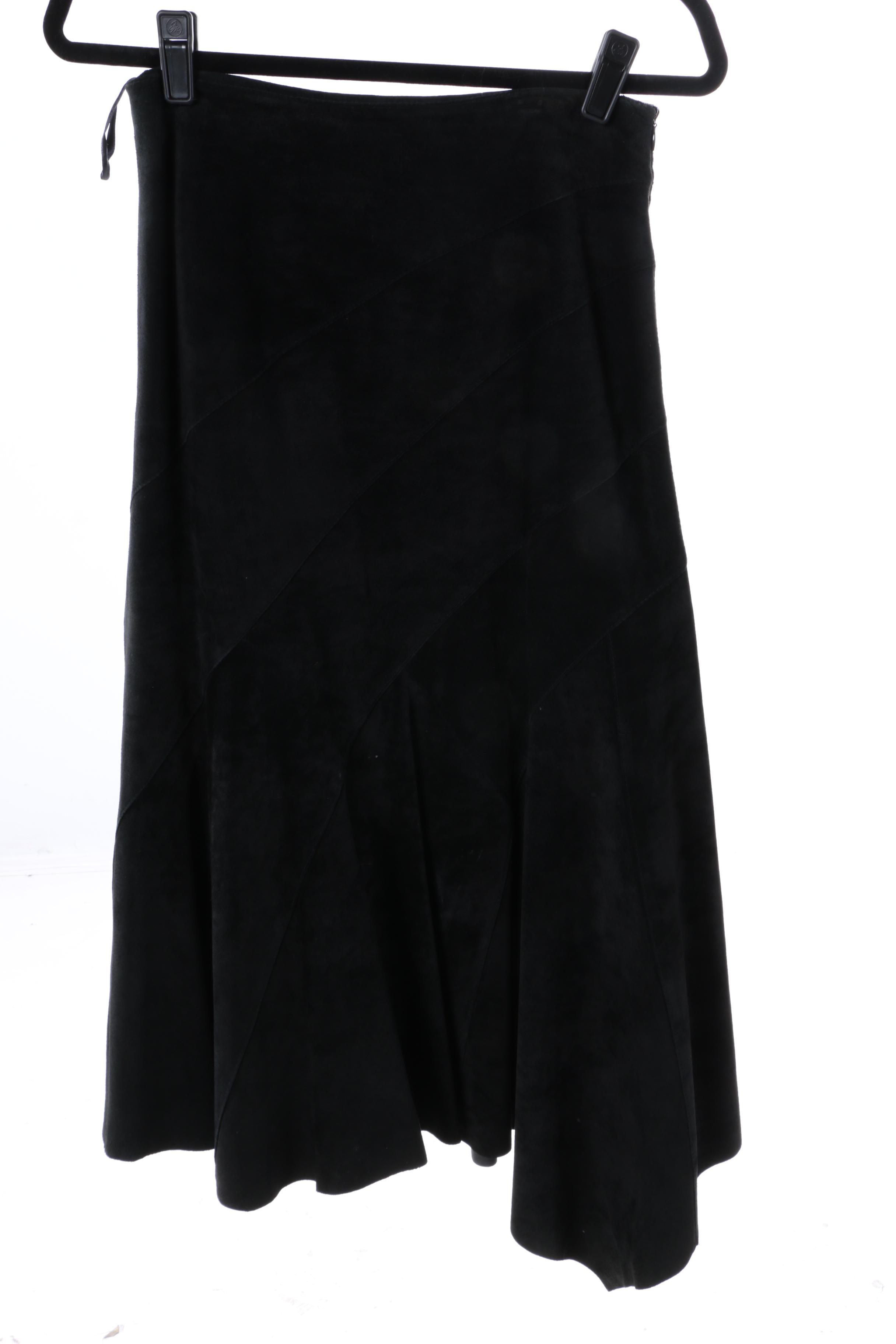Black Suede and Leatherette Skirts Featuring Ideology