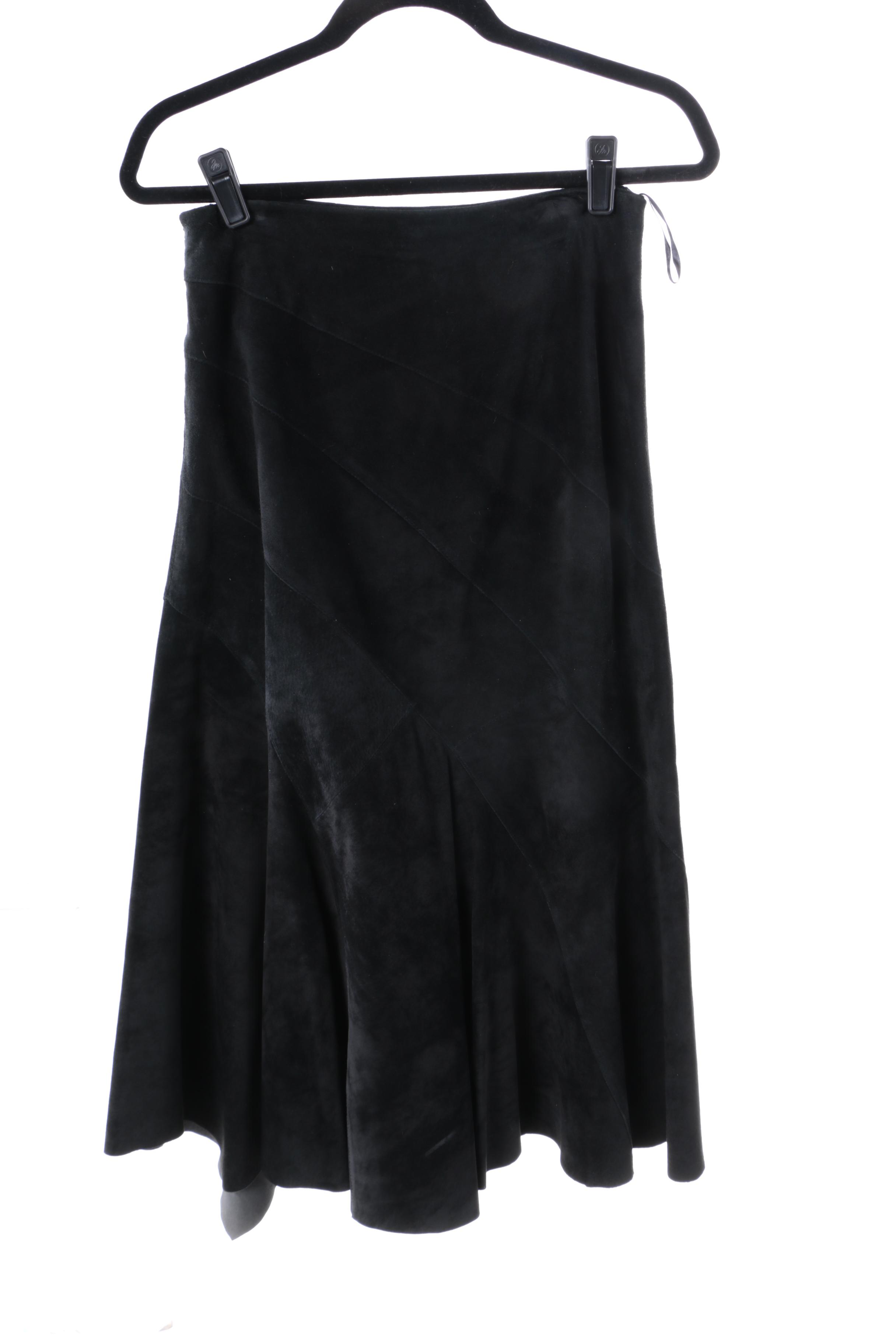 Black Suede and Leatherette Skirts Featuring Ideology