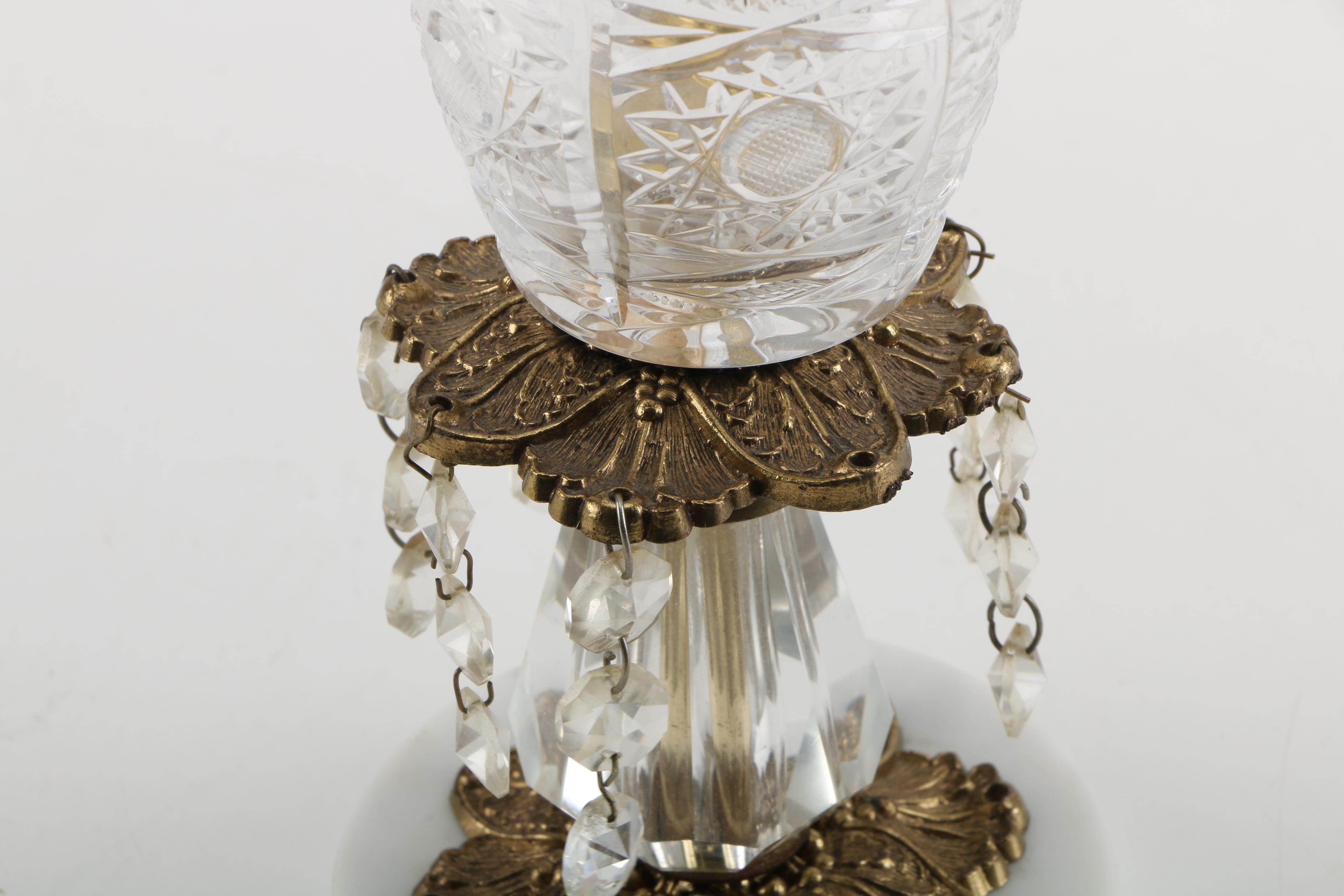 Vintage Crystal and Marble Table Lighter