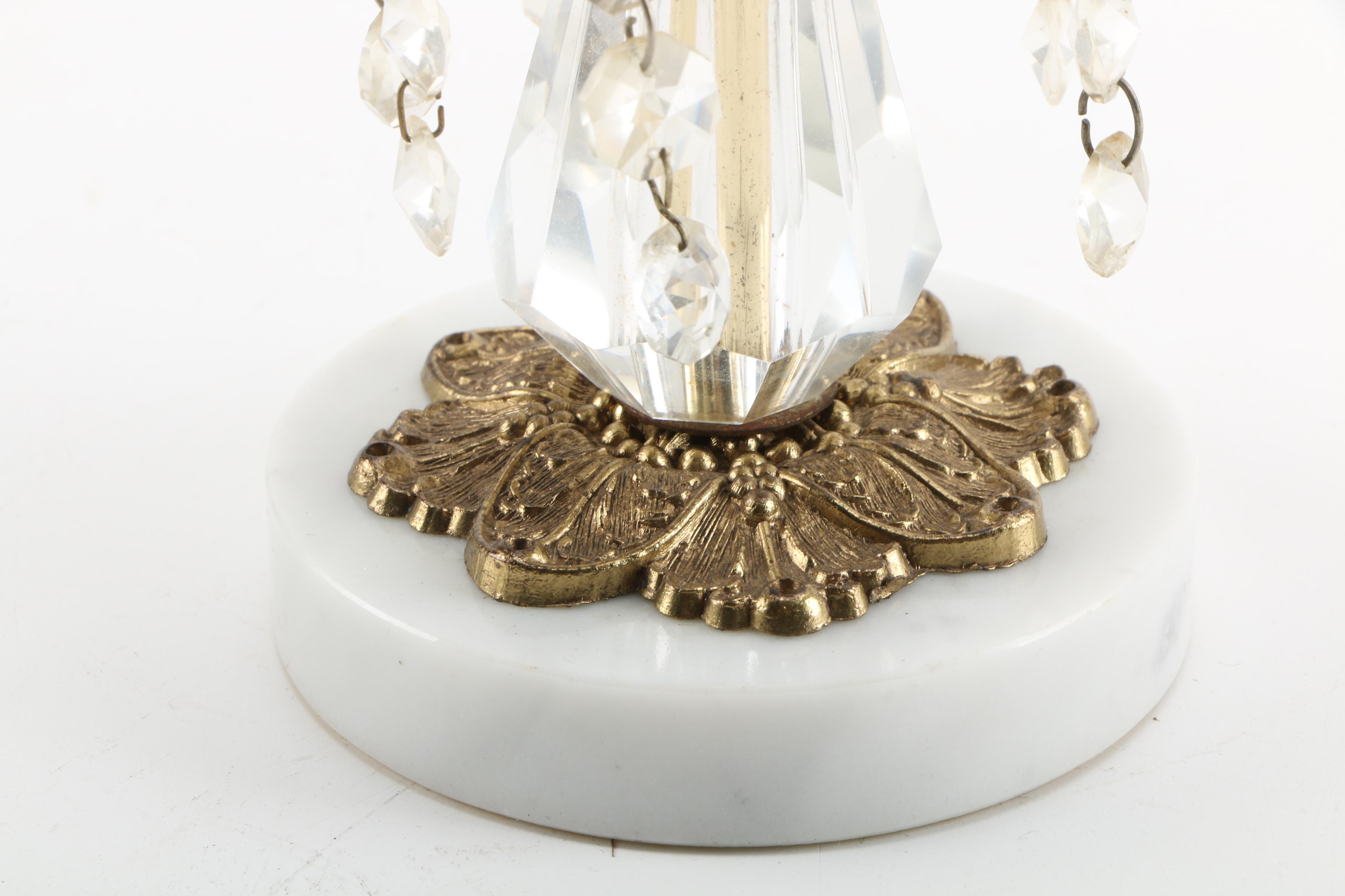 Vintage Crystal and Marble Table Lighter