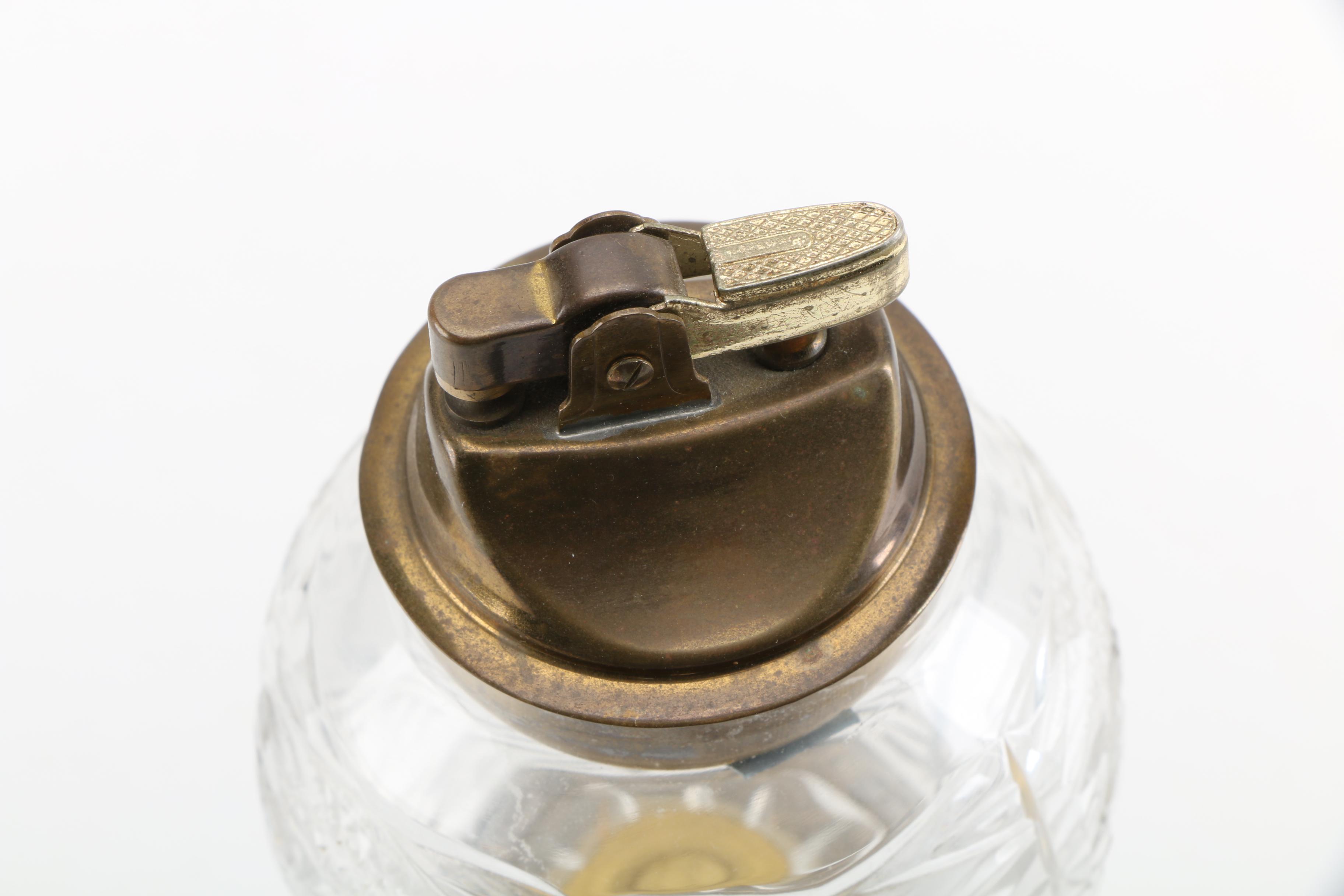 Vintage Crystal and Marble Table Lighter