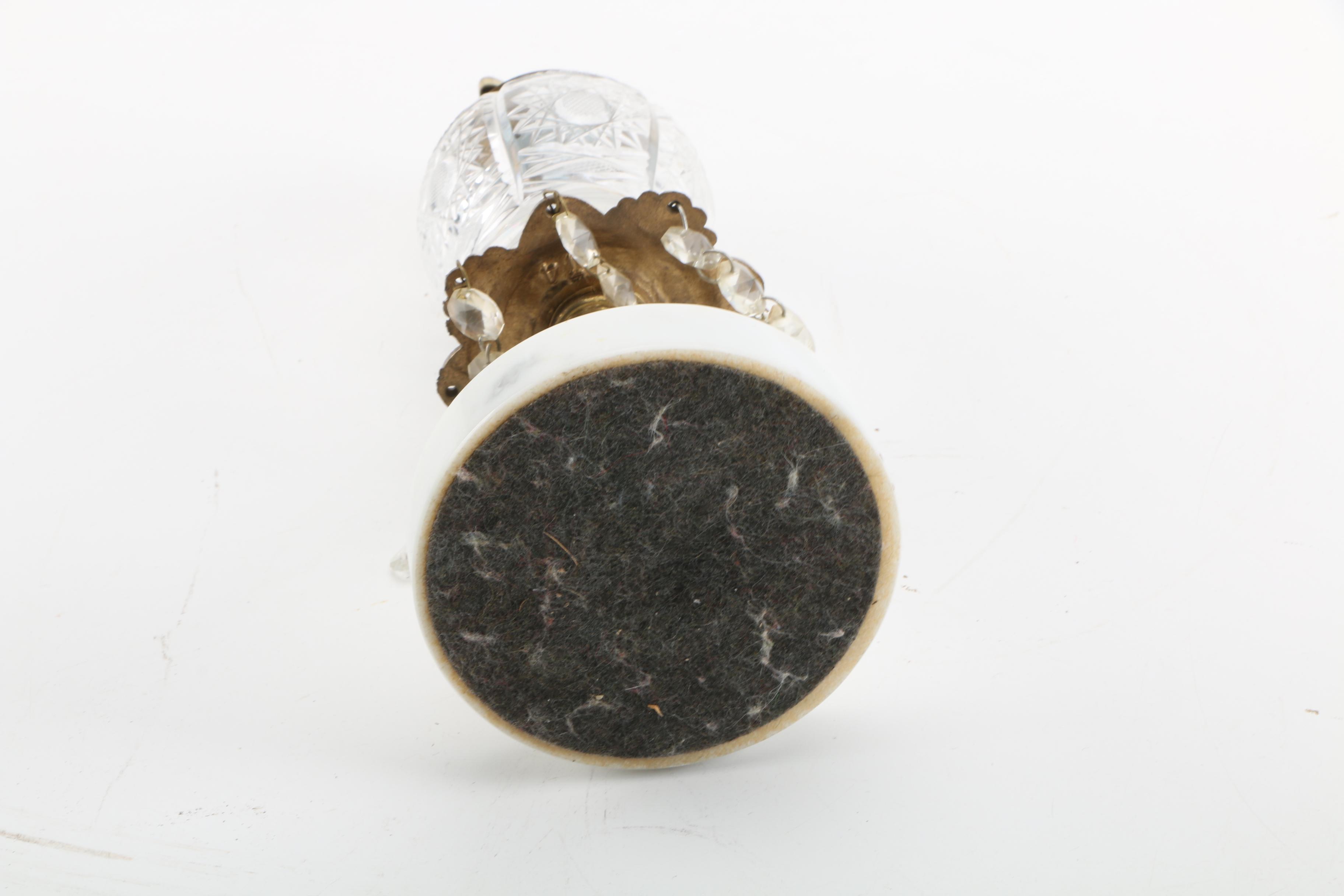 Vintage Crystal and Marble Table Lighter