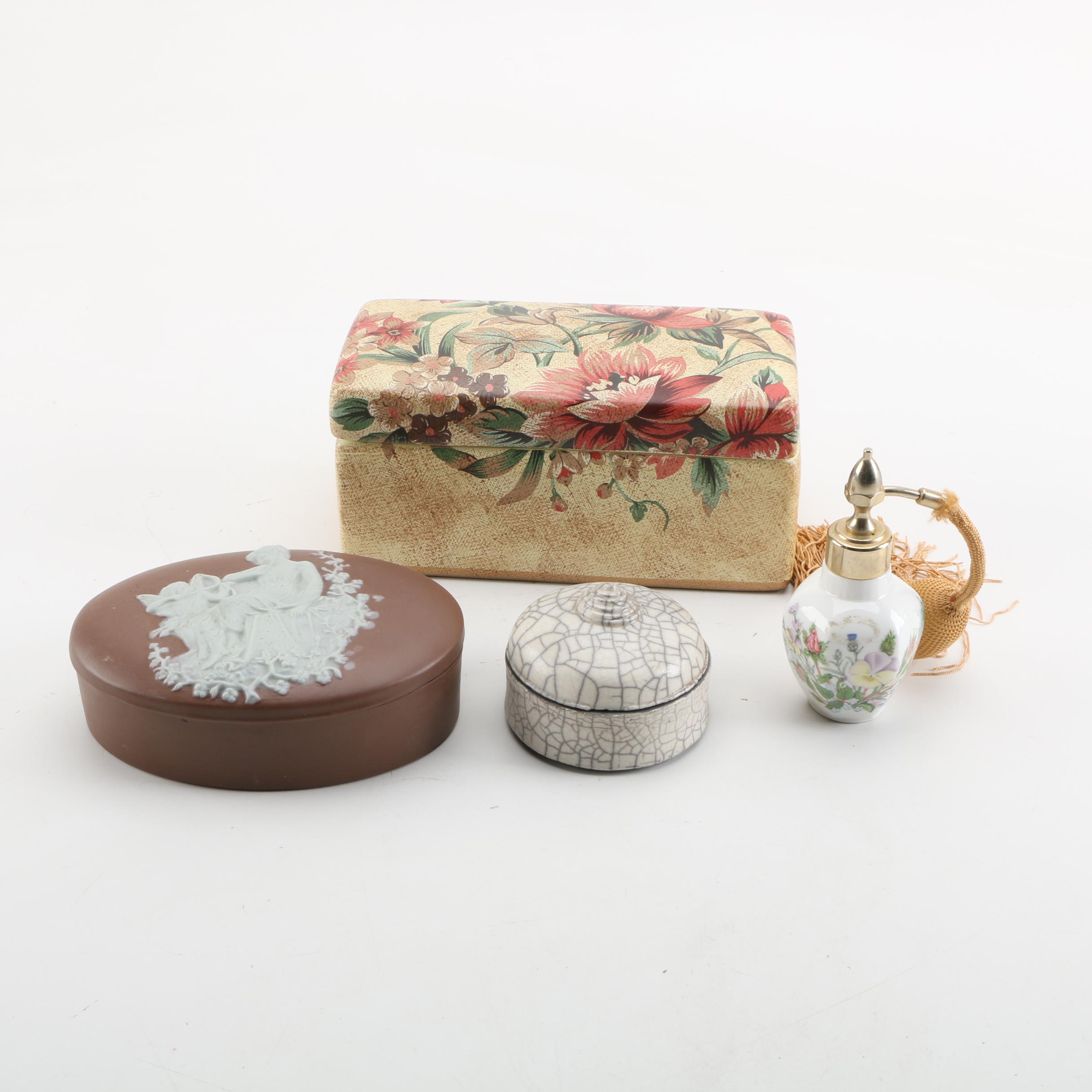 Vanity Accessories Including Aynsley Perfume Atomizer