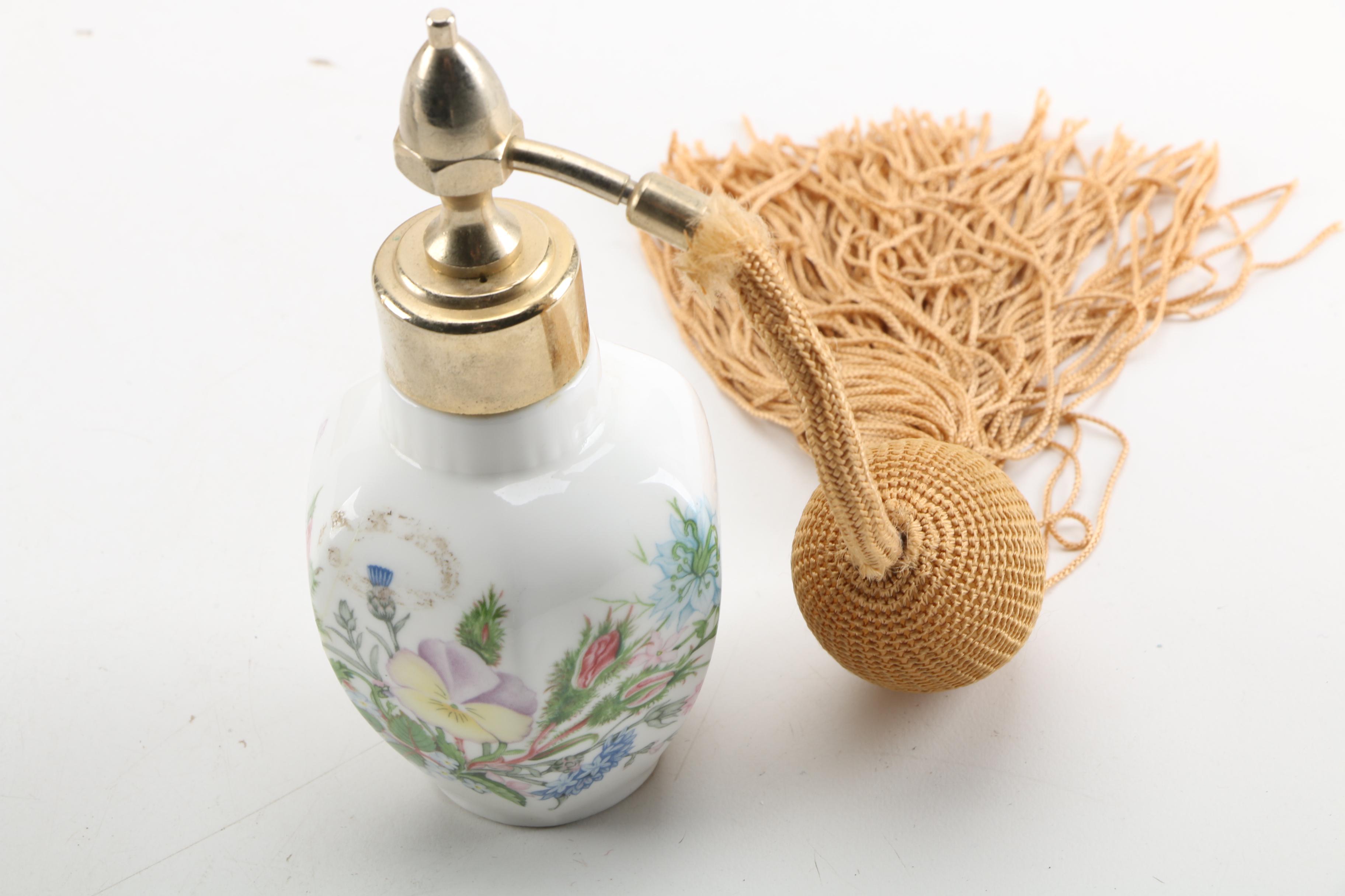 Vanity Accessories Including Aynsley Perfume Atomizer