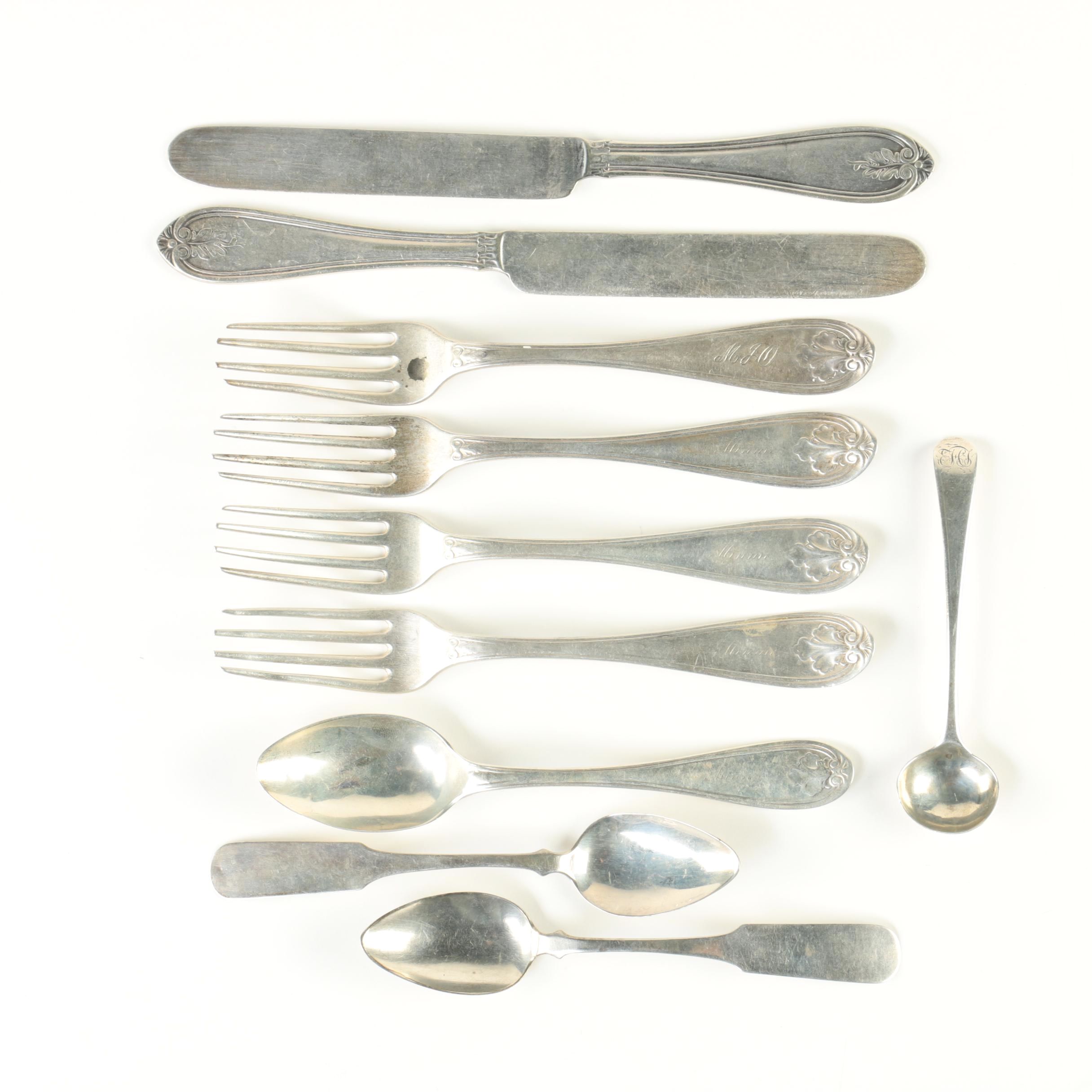 1793 Richard Cross Sterling Spoon with 800 Silver and Albert Coles 900 Silver