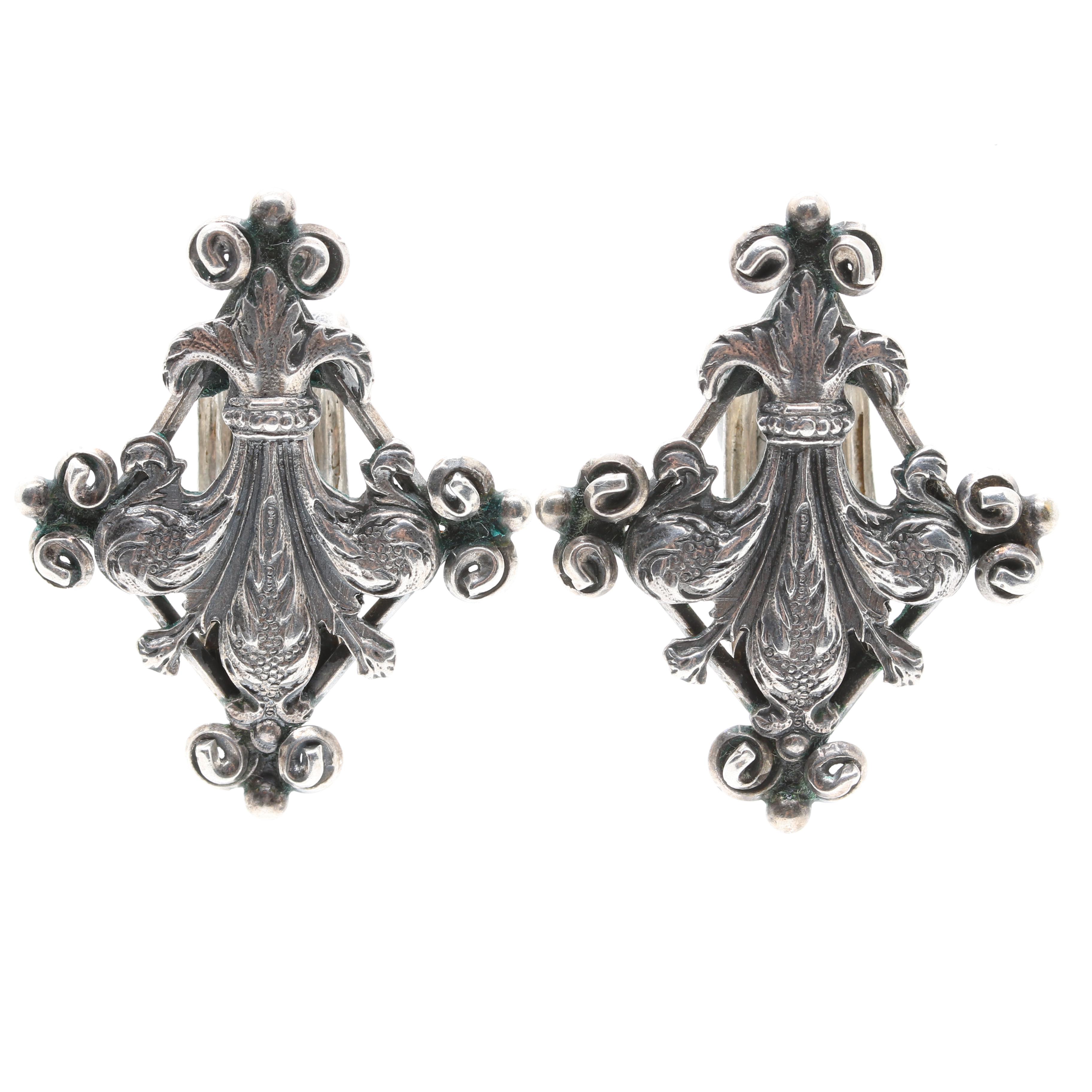 Peruzzi Italian 800 Silver Fleur-De-Lis Earrings