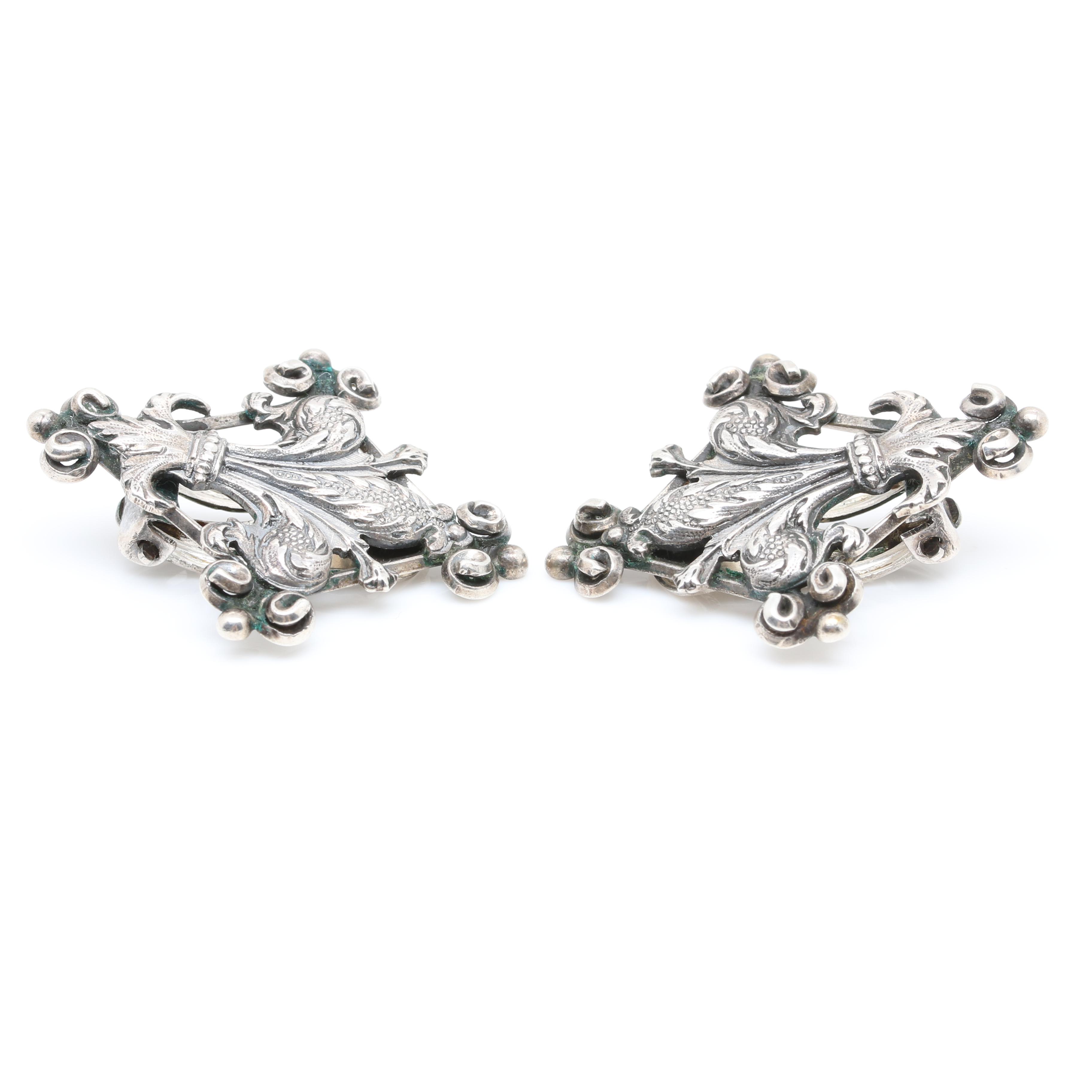 Peruzzi Italian 800 Silver Fleur-De-Lis Earrings