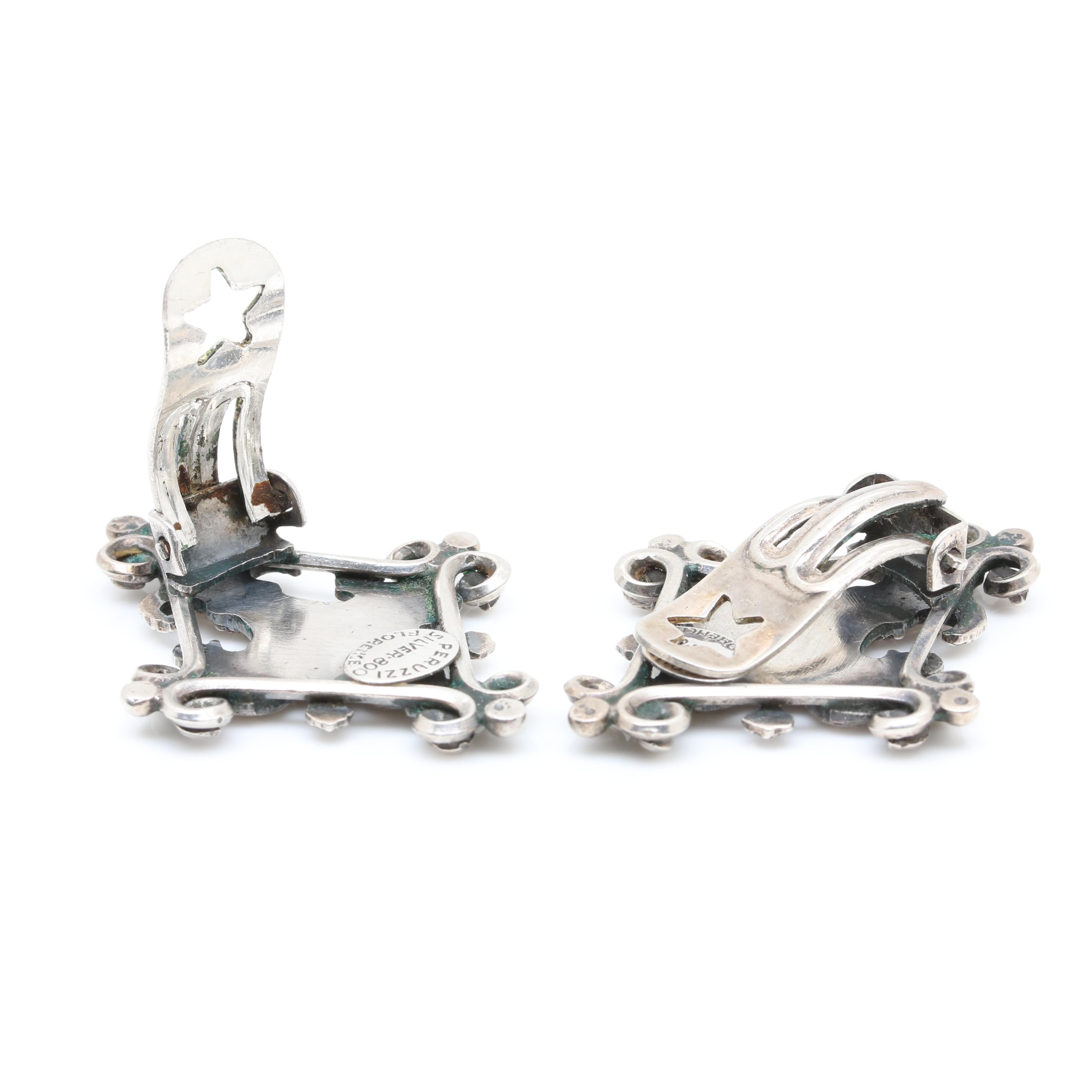 Peruzzi Italian 800 Silver Fleur-De-Lis Earrings