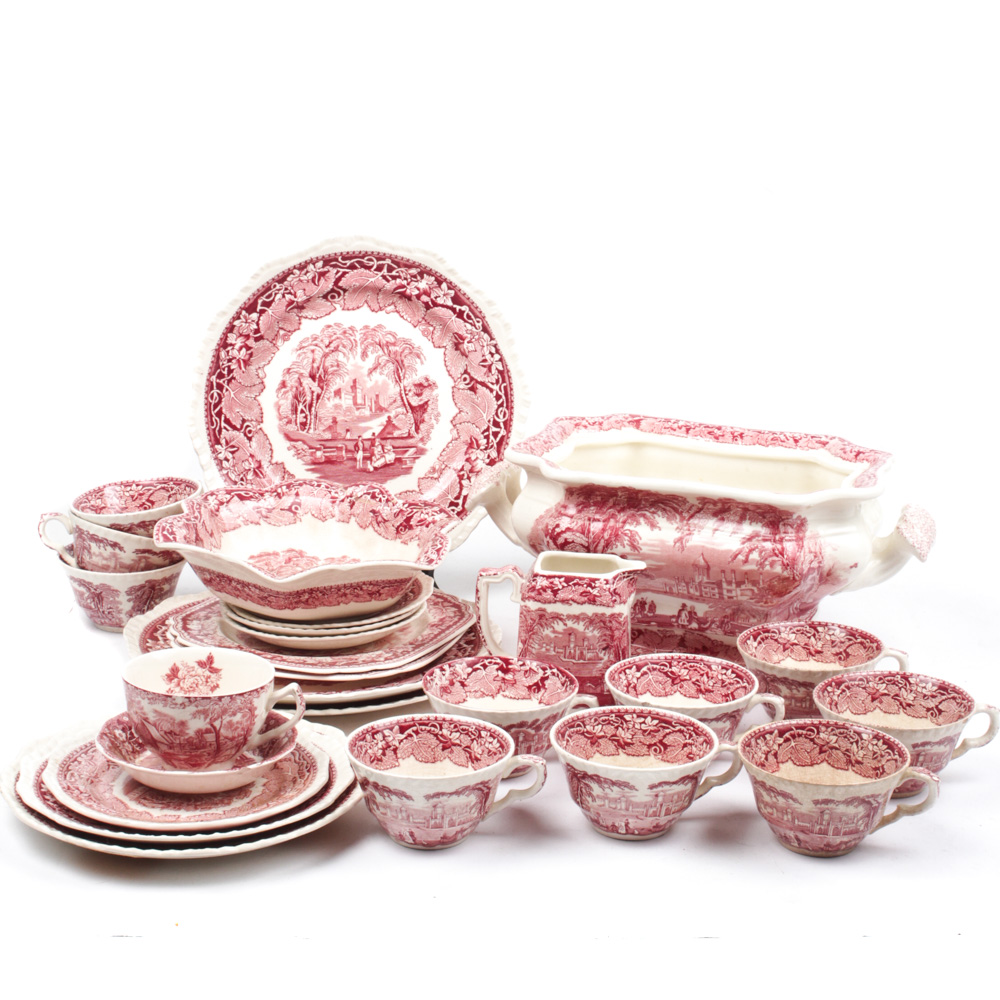 Vintage Masons Red Transferware Tableware