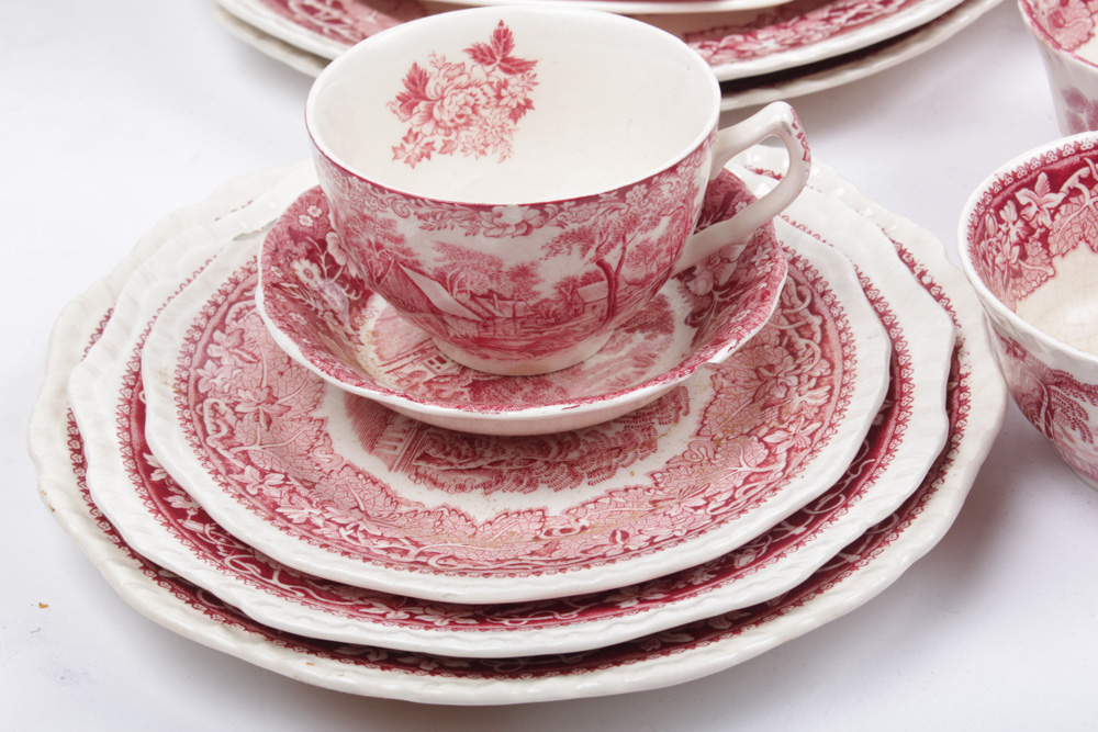 Vintage Masons Red Transferware Tableware