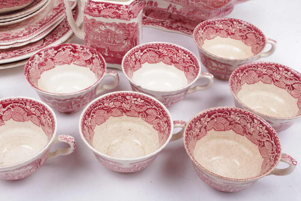 Vintage Masons Red Transferware Tableware