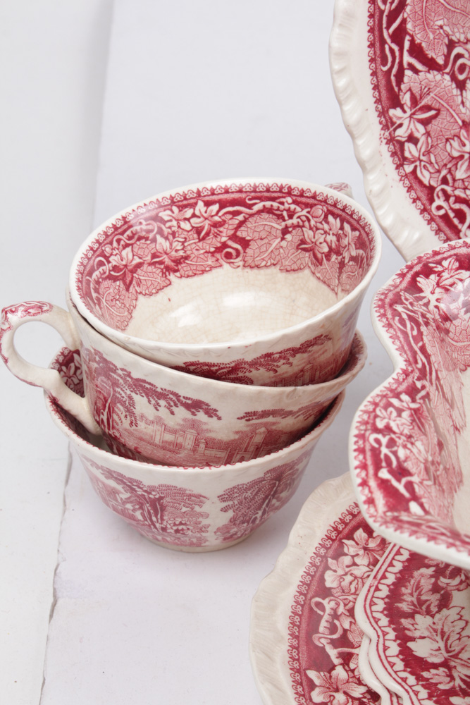 Vintage Masons Red Transferware Tableware