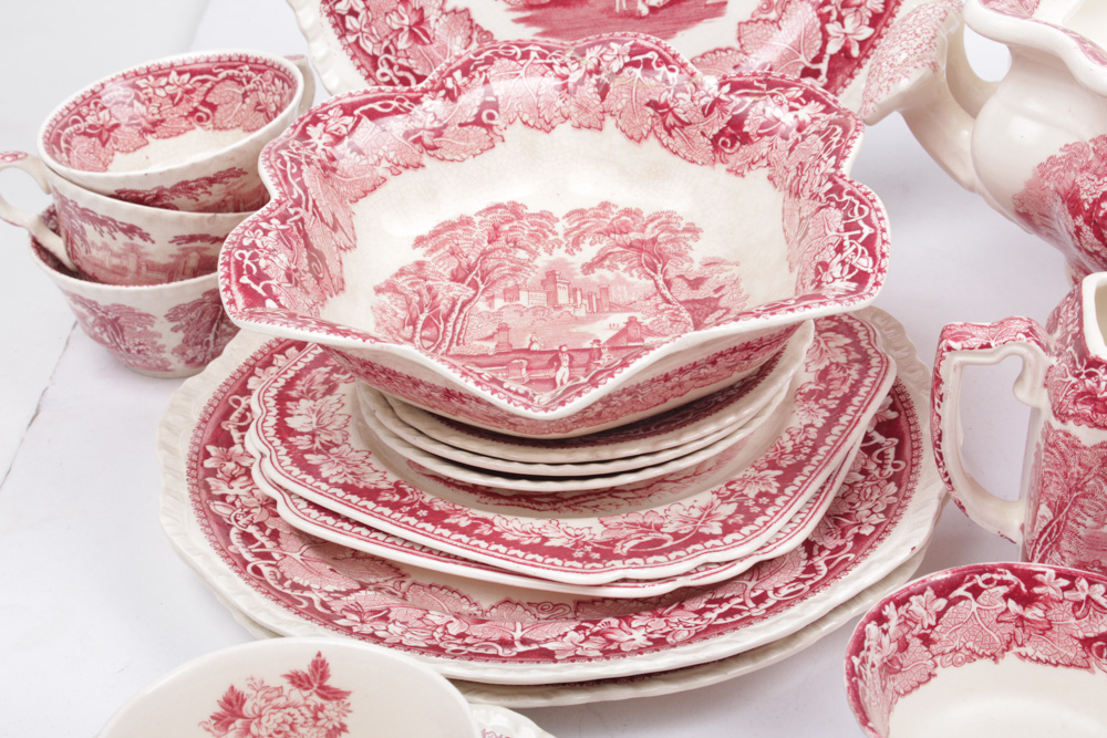Vintage Masons Red Transferware Tableware