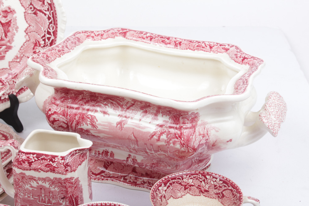 Vintage Masons Red Transferware Tableware