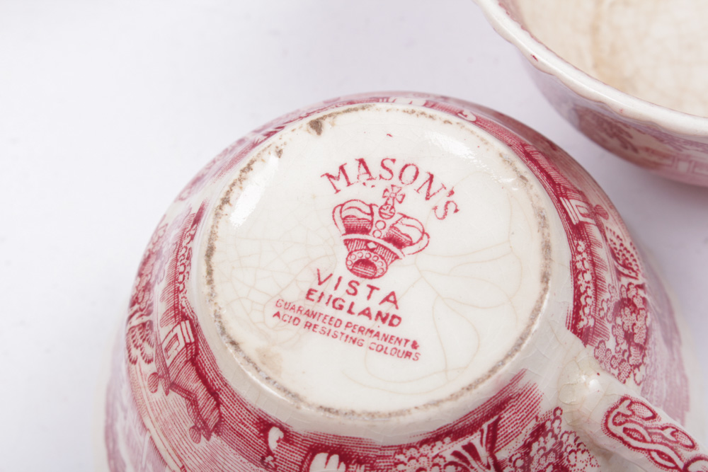 Vintage Masons Red Transferware Tableware