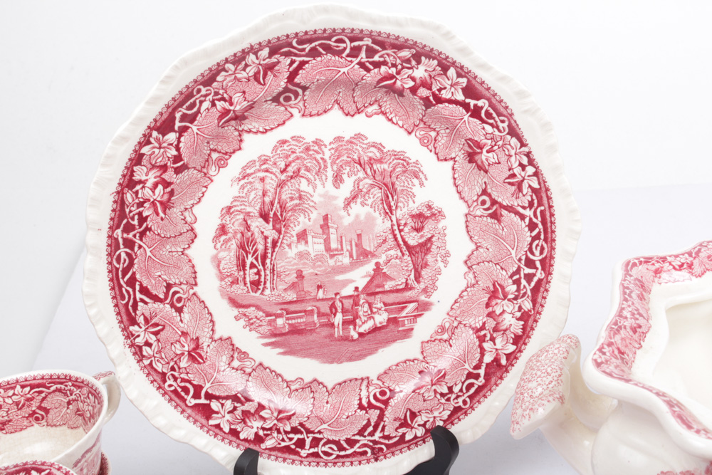 Vintage Masons Red Transferware Tableware