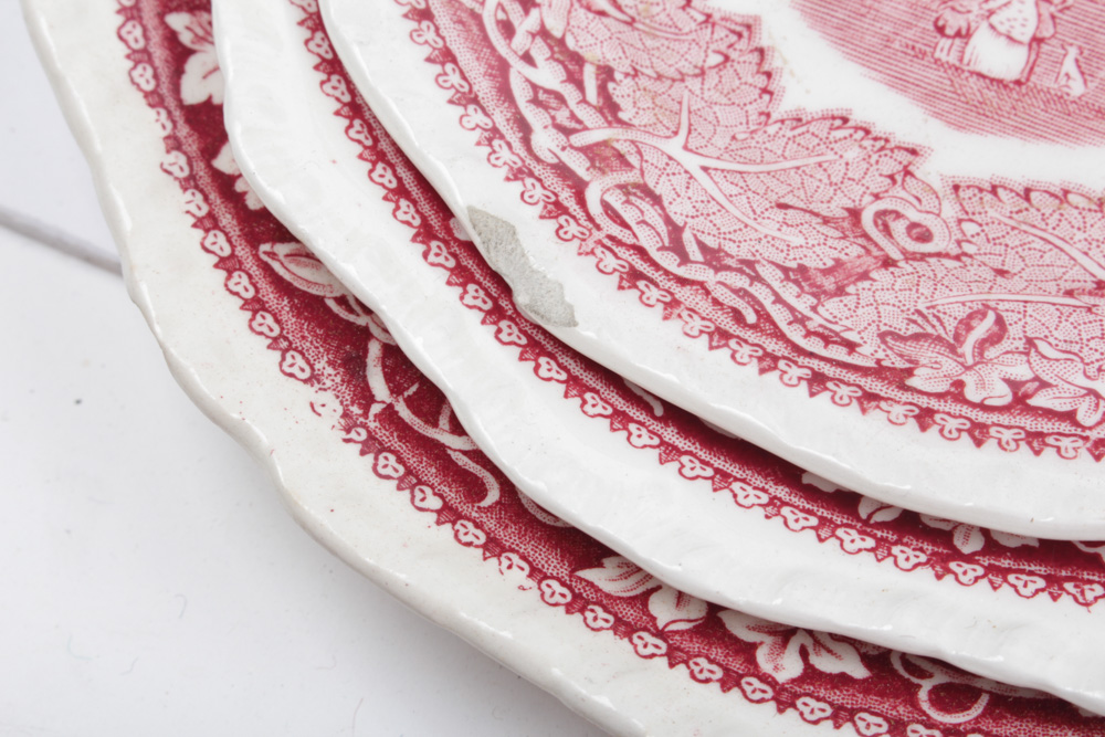 Vintage Masons Red Transferware Tableware