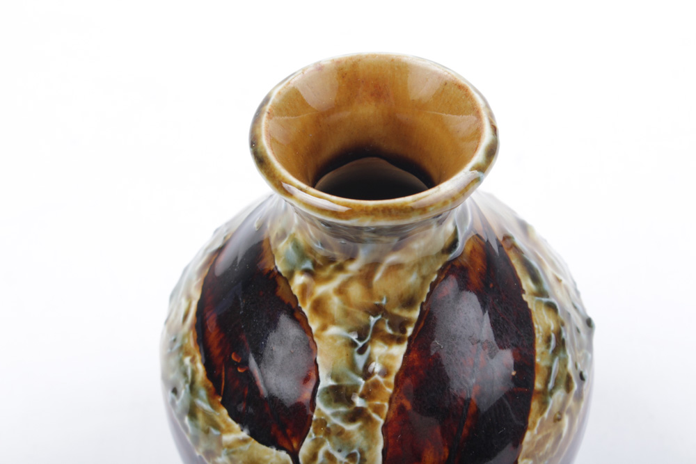 Circa 1900 Doulton Lambeth Autumn Leaves Stoneware Vase