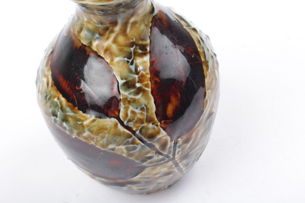 Circa 1900 Doulton Lambeth Autumn Leaves Stoneware Vase