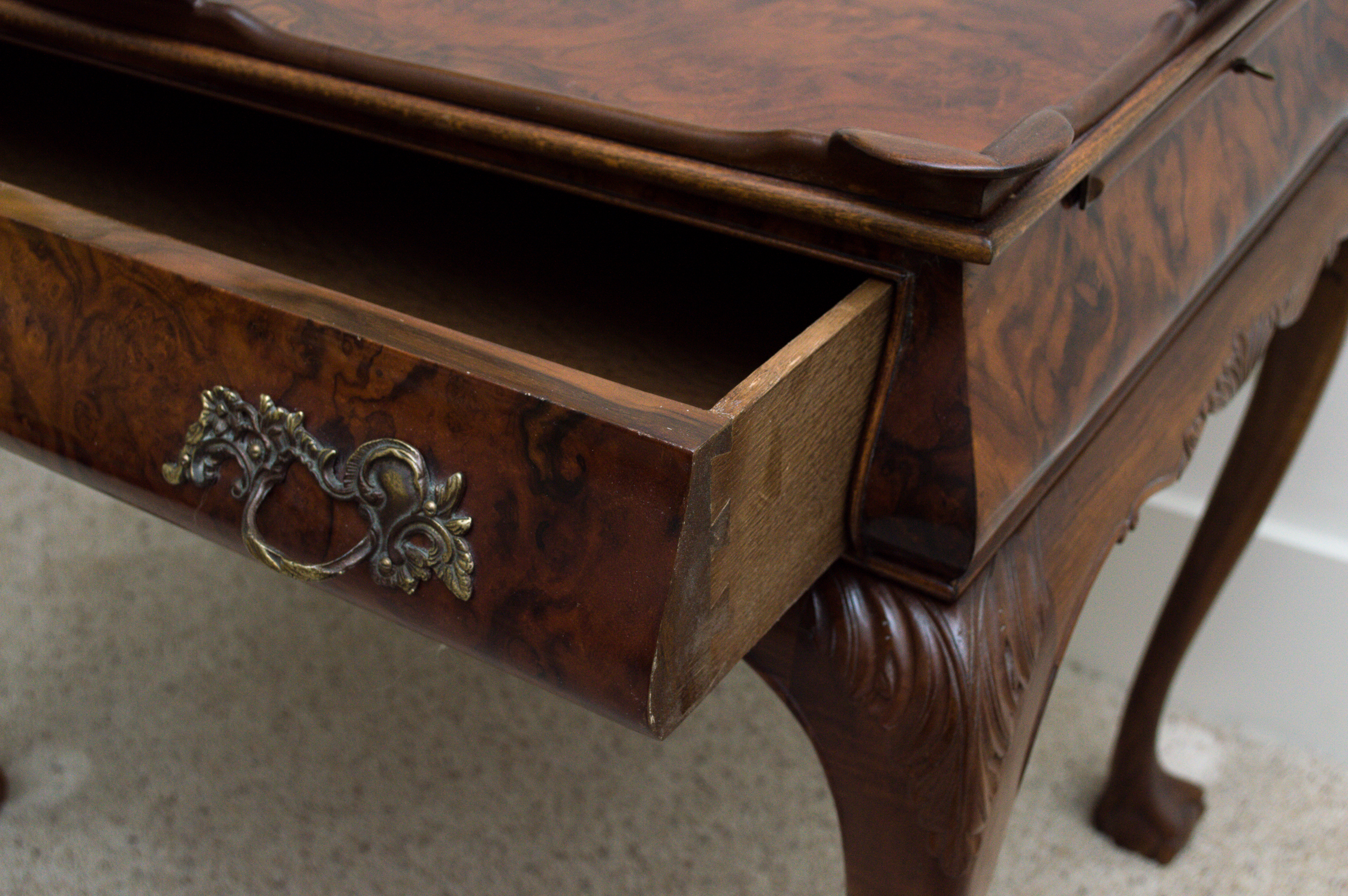 Vintage Dutch Baroque-Style Side Table with Extensions