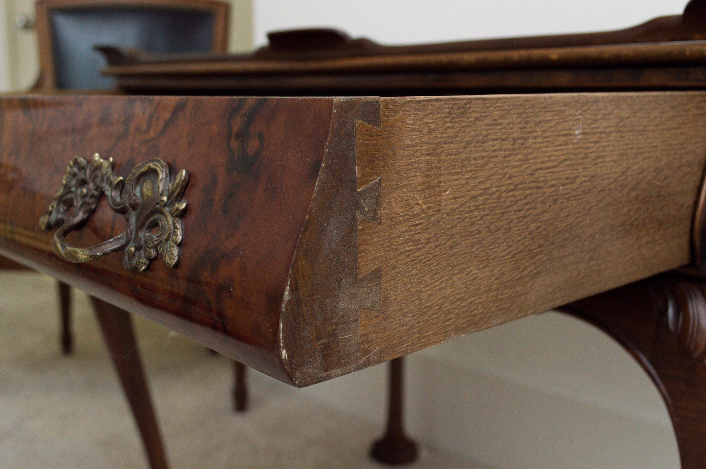 Vintage Dutch Baroque-Style Side Table with Extensions