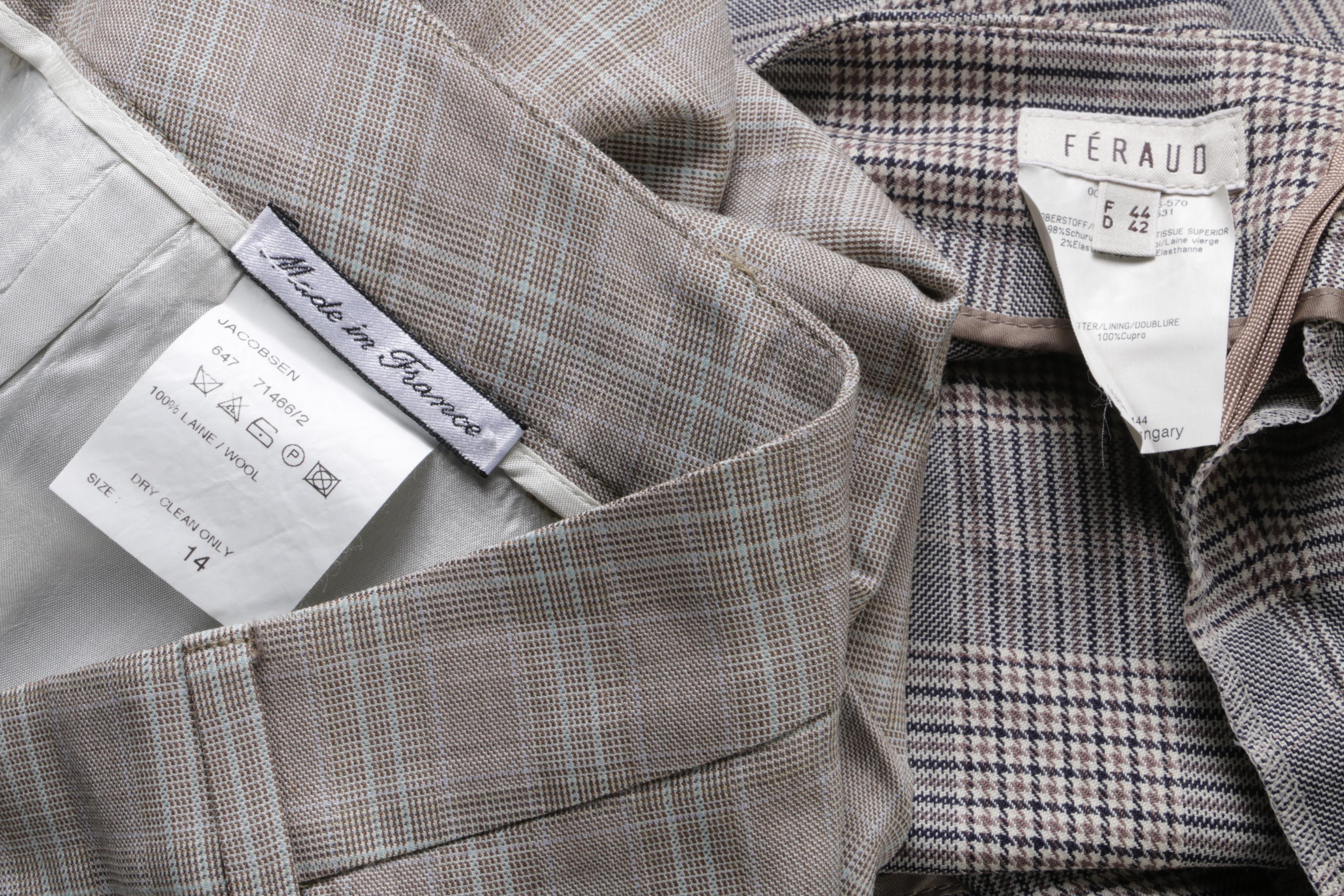 Women's Plaid Wool Pants and Tops Including Louis Féraud