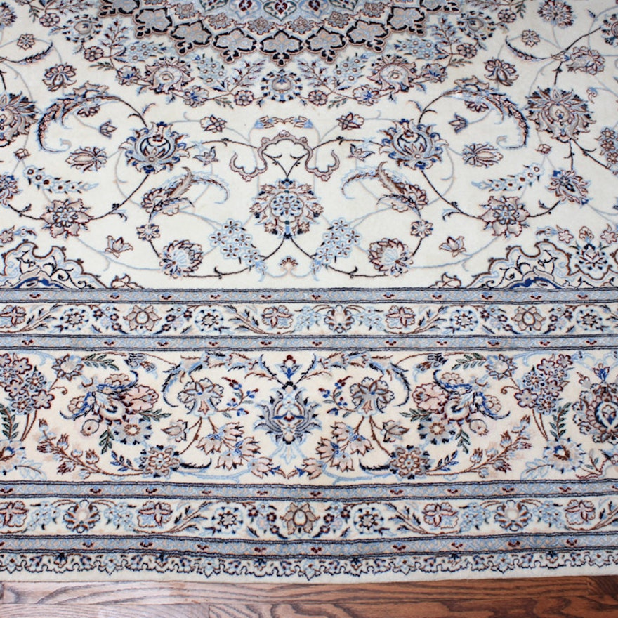Finely Hand-Knotted Persian Nain Area Rug
