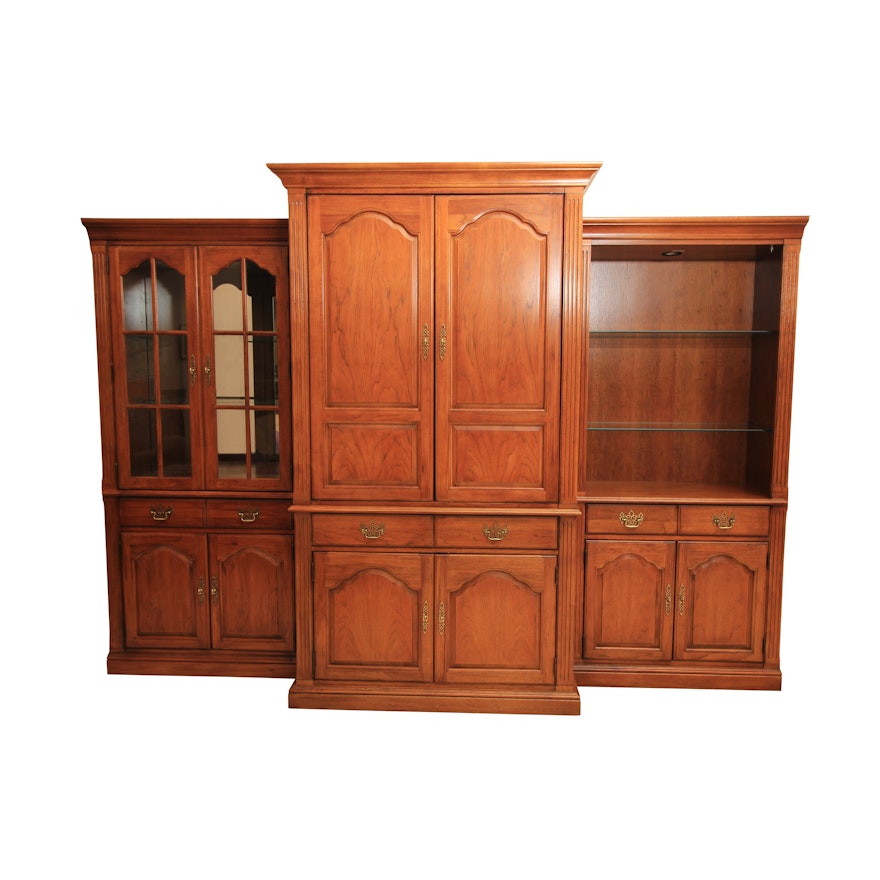 Contemporary Federal Style Illuminated Oak Entertainment Center by Thomasville