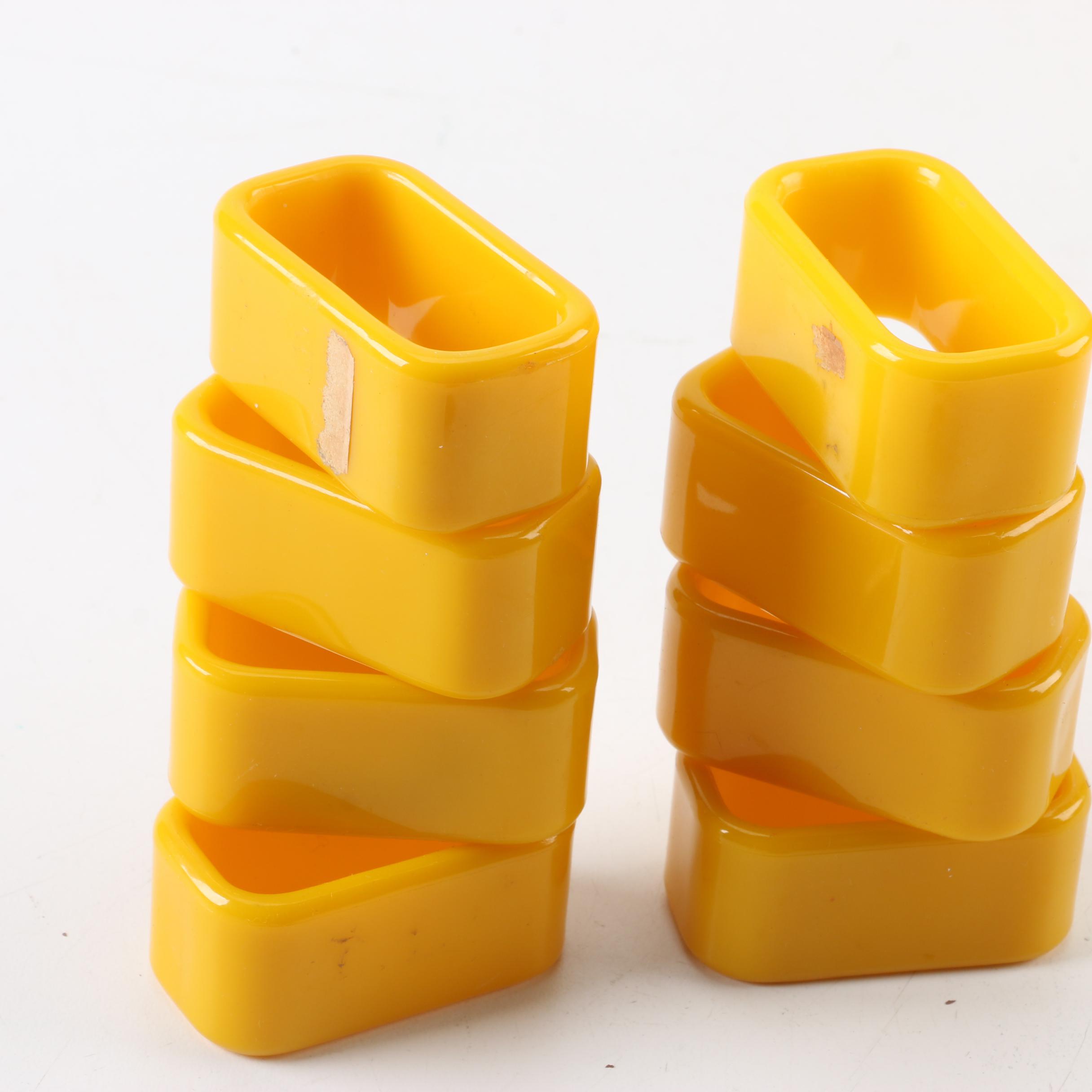 Vintage J. W. Robinson Yellow Plastic Napkin Rings