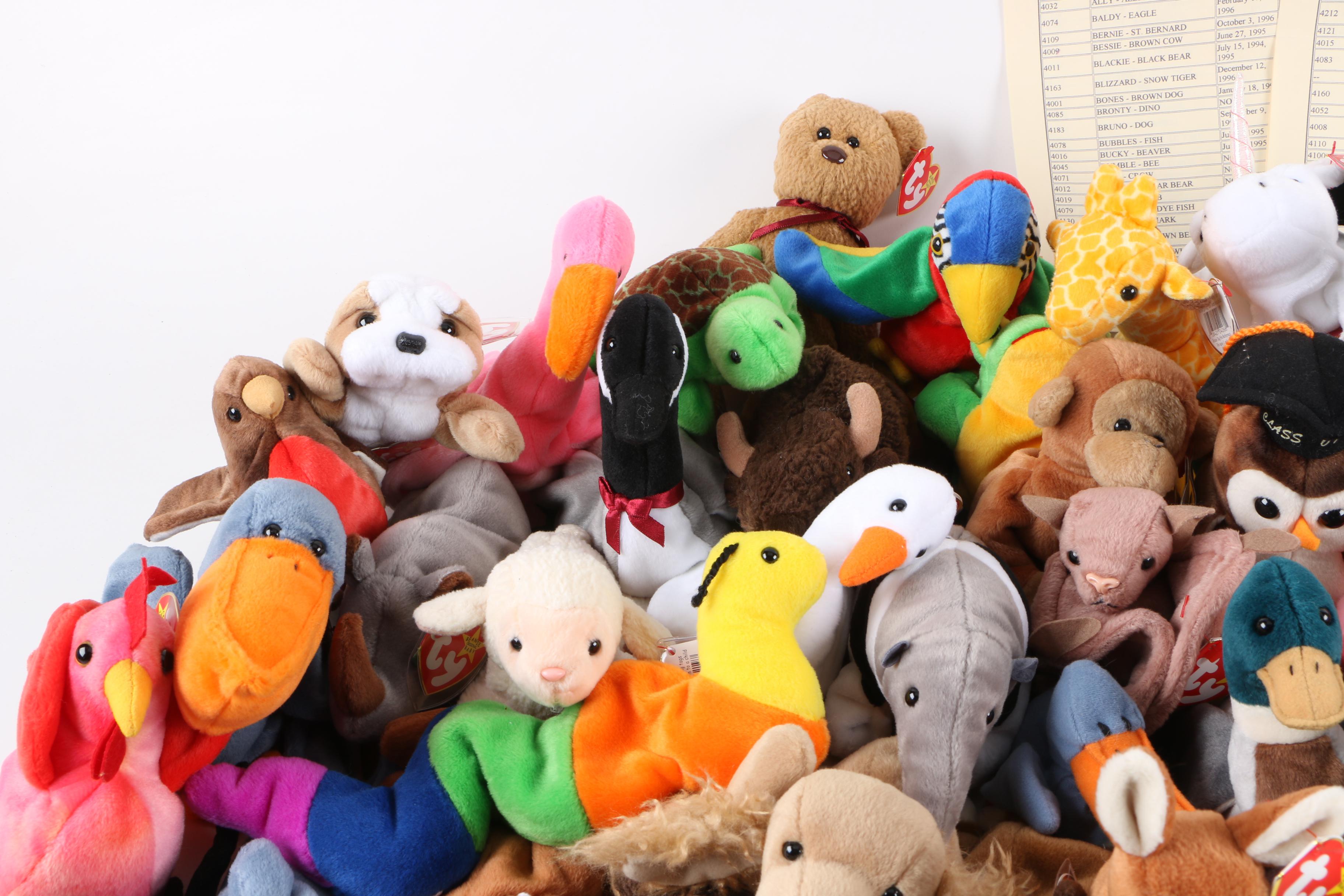 1990s Ty "Beanie Babies" Plush Animals